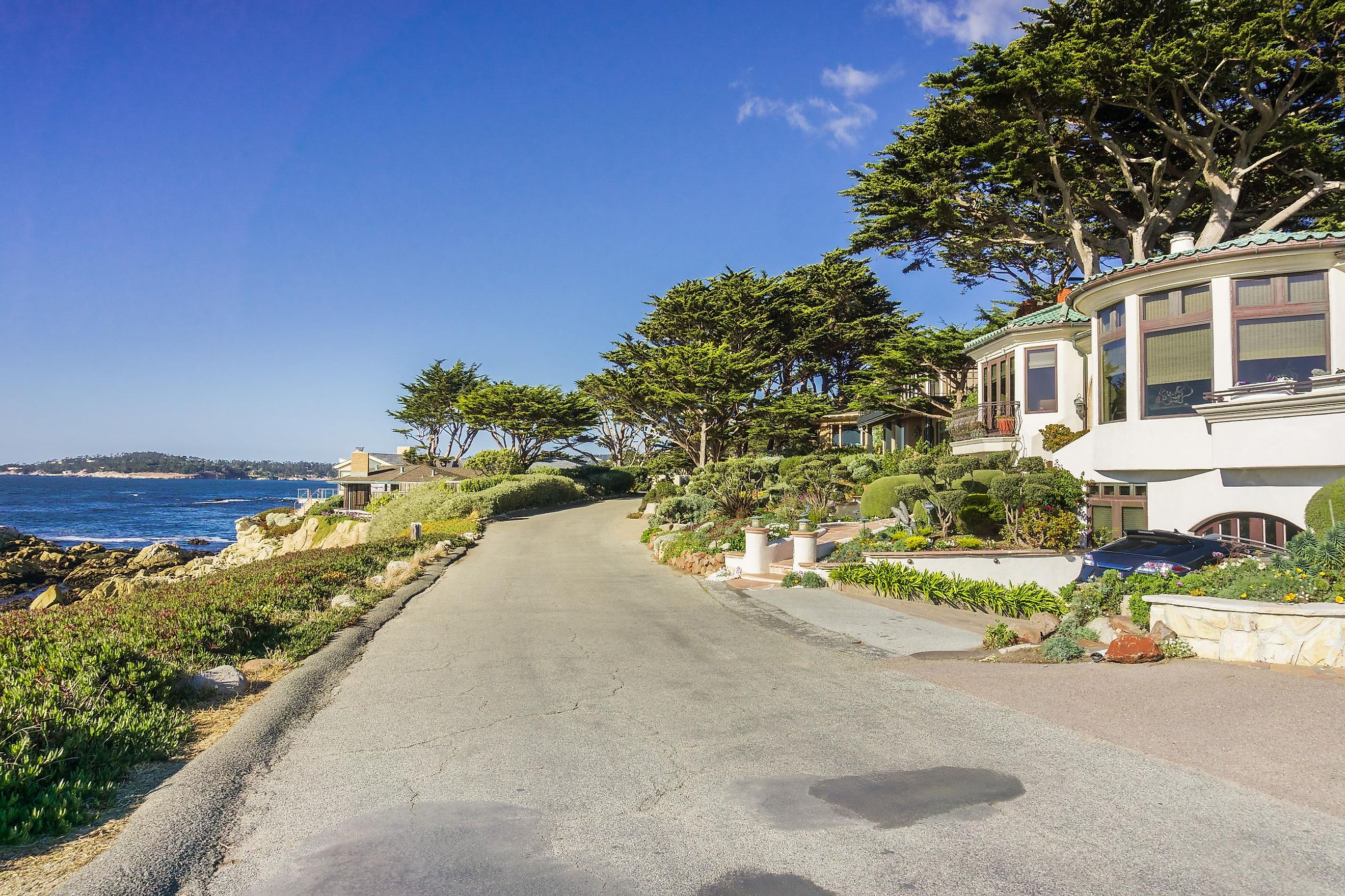 Driving on the Pacific Ocean coast, in Carmel-by-the-sea, Monterey Peninsula, California