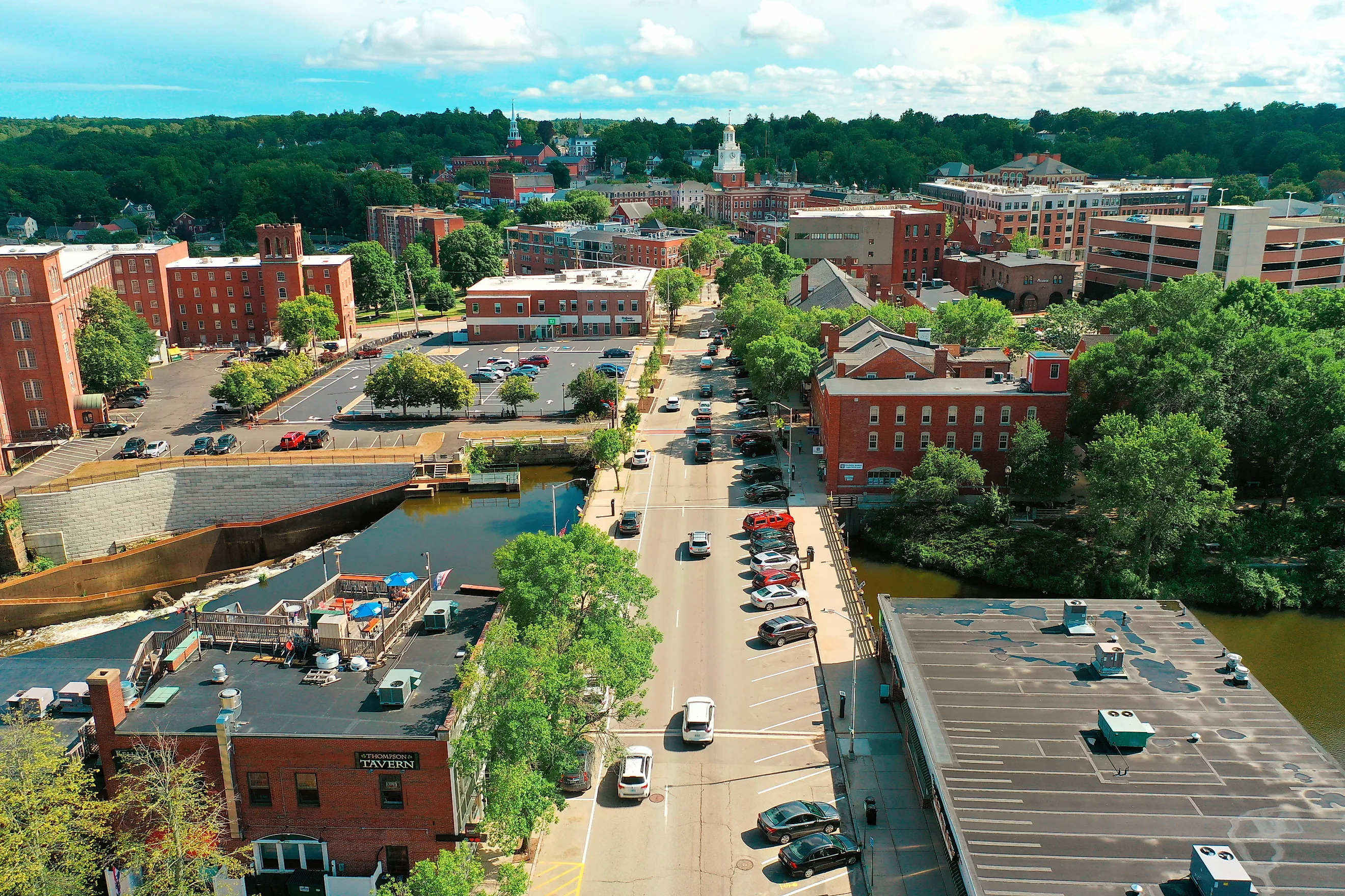 Downtown buildings in the town of Dover, New Hampshire.