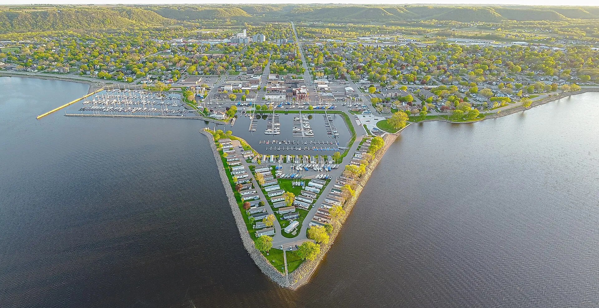 Lake City, Minnesota, on Lake Pepin, a naturally occurring lake on the Mississippi River.