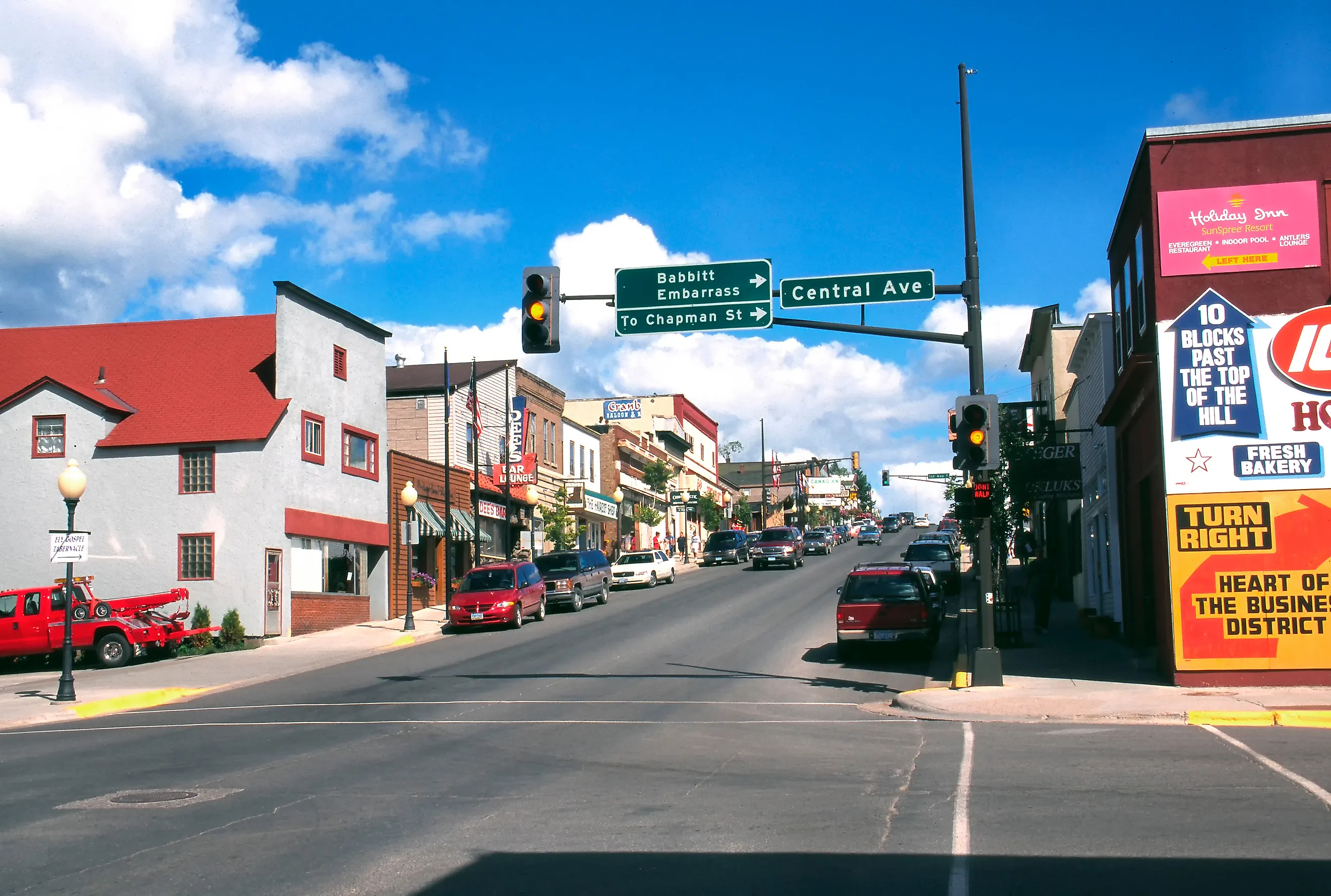 Vibrant buildings along Main Street in Ely, Minnesota. Image credit Malachi Jacobs via Shutterstock