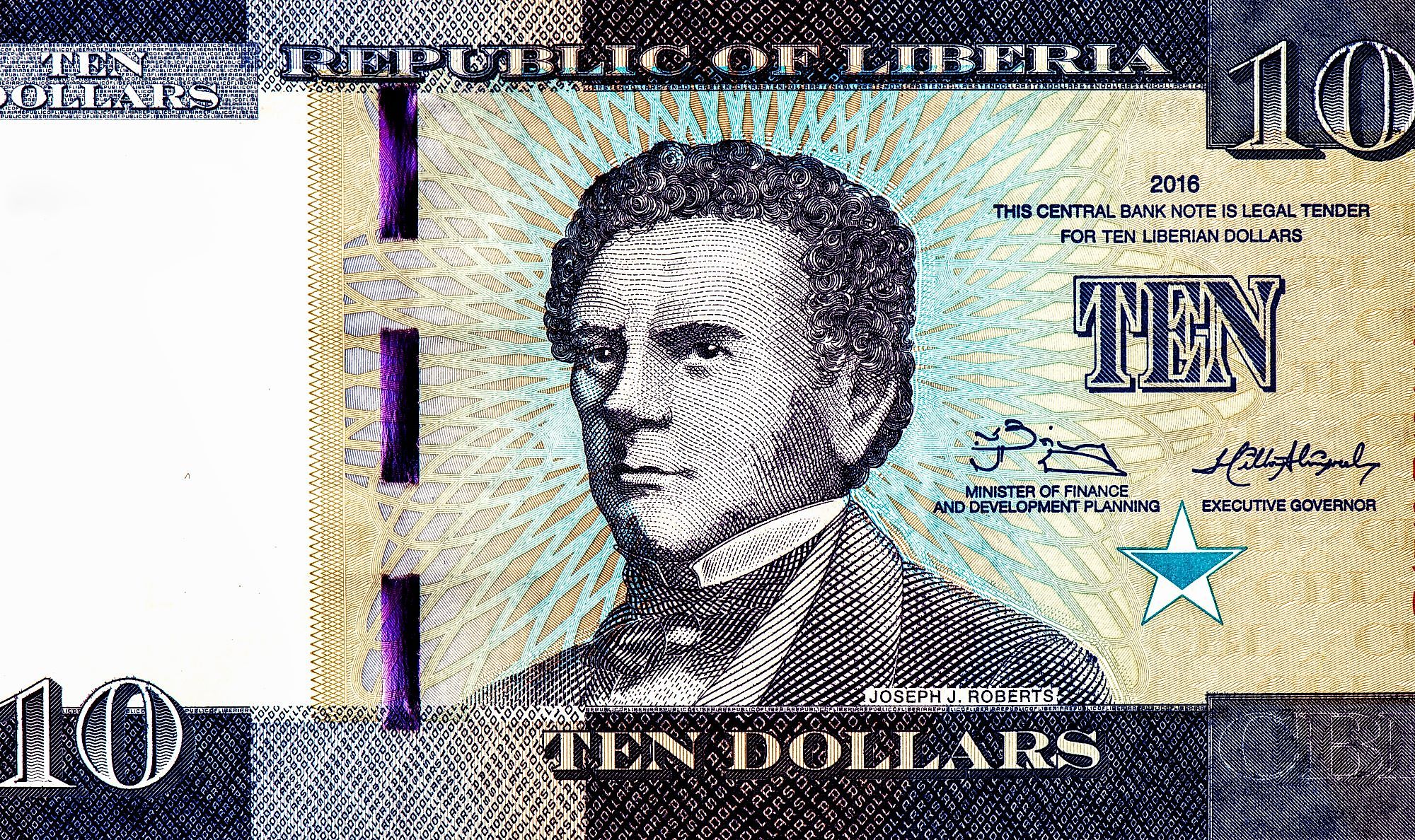 Liberian dollar banknotes.