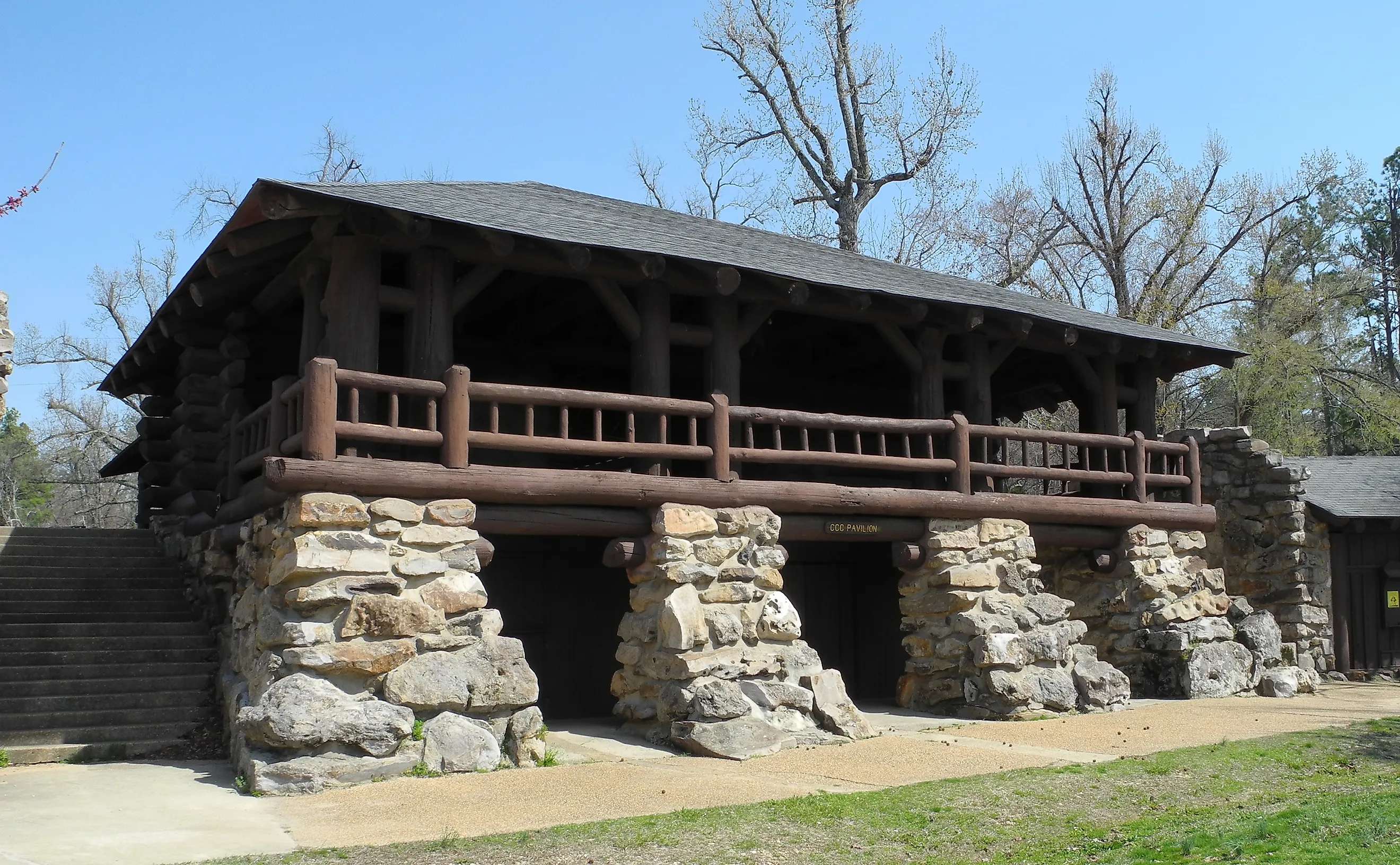 A CCC-built pavilion at Crowley's Ridge State Park in Arkansas. (Kbh3rd, CC BY-SA 3.0, via Wikimedia Commons)