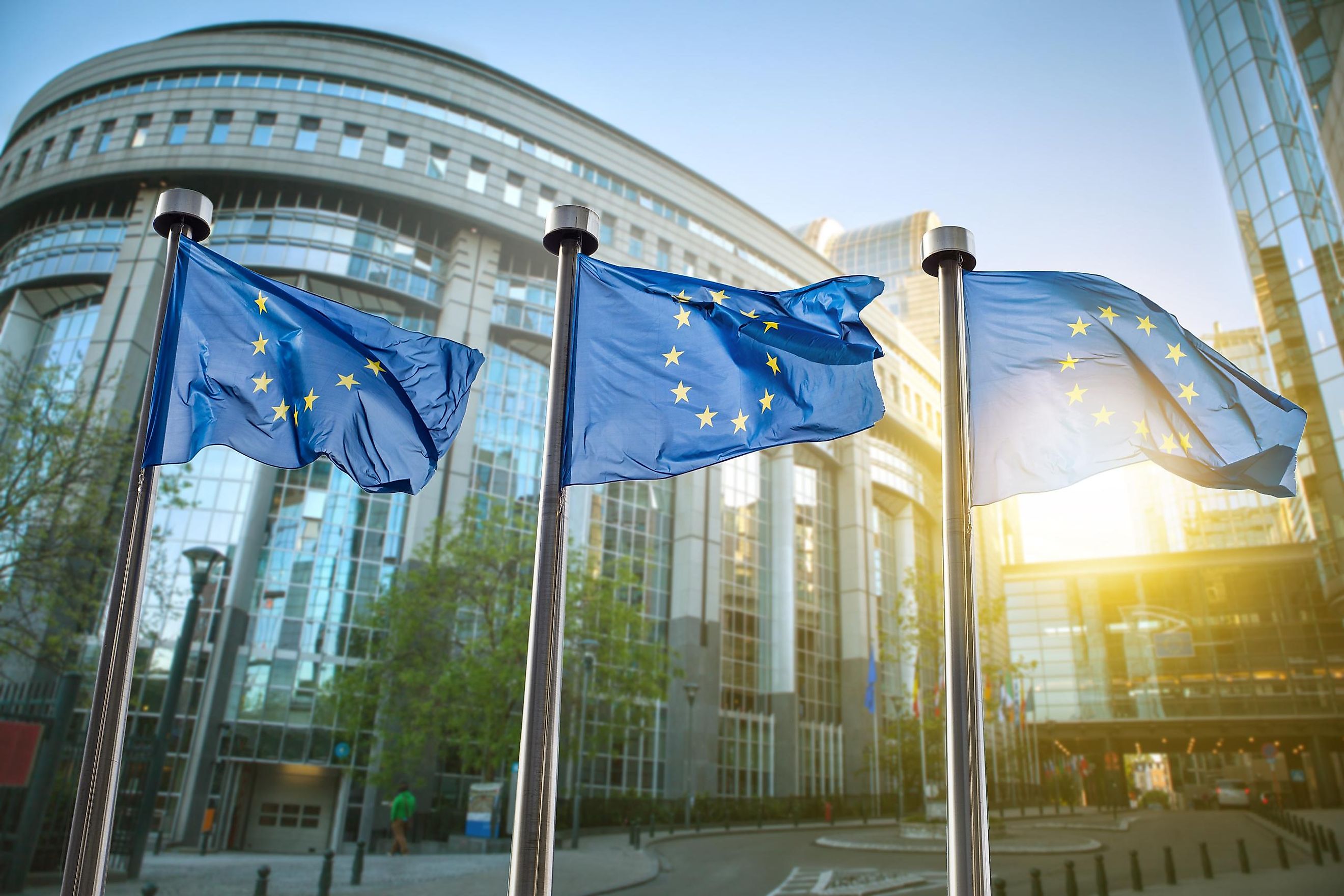 European flags in Brussels, Belgium.