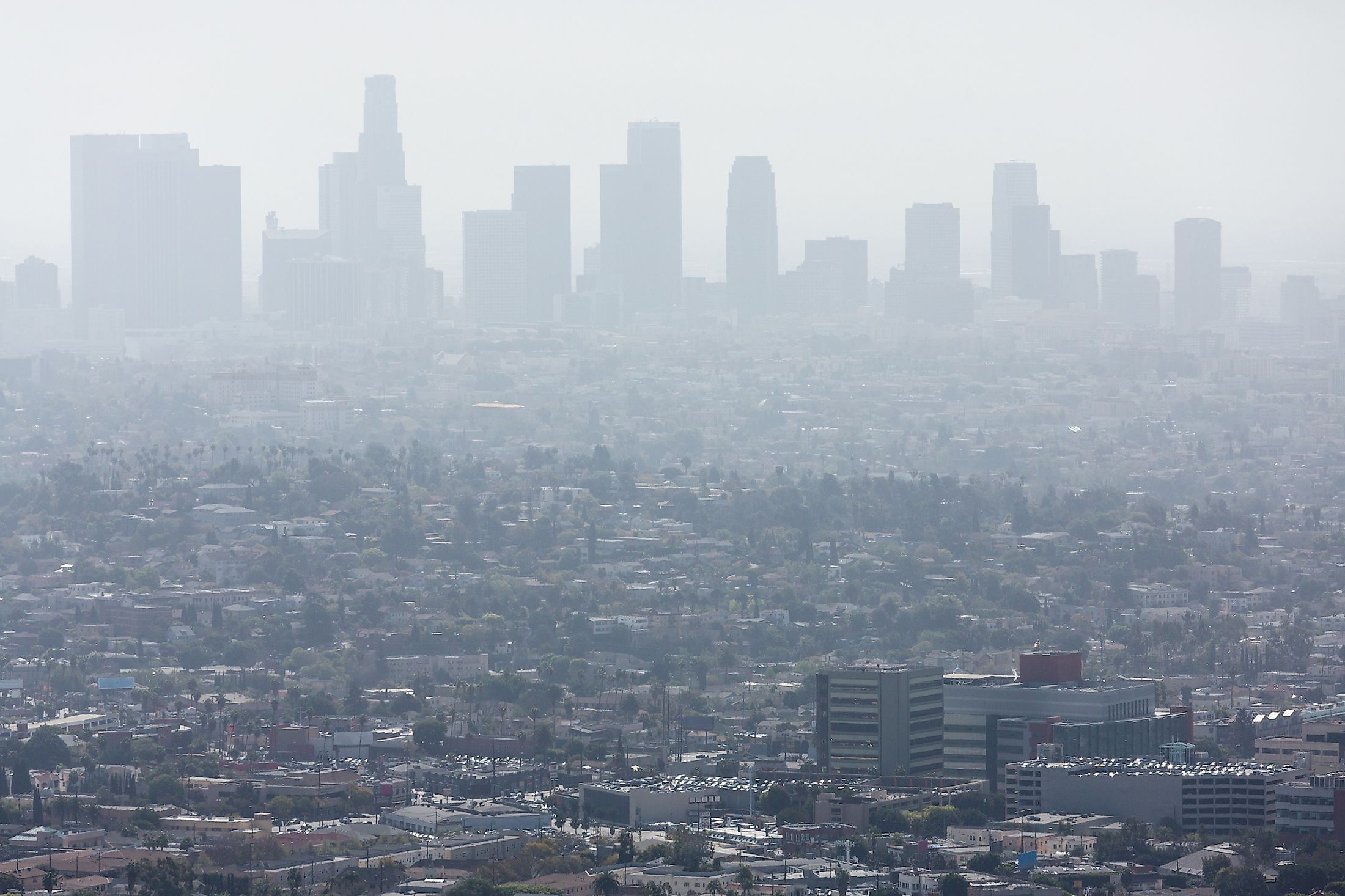 Smog hanging over the city of Los Angeles 