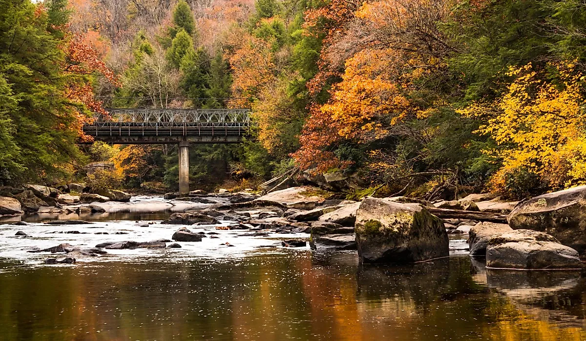 Autumn colors at Swallow Falls State Park, near Oakland, Maryland.