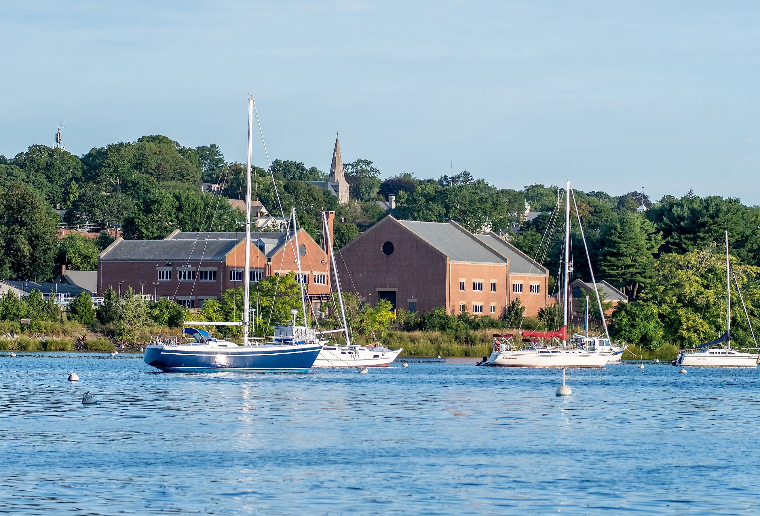 Boats on the water in East Greenwich, Rhode Island.