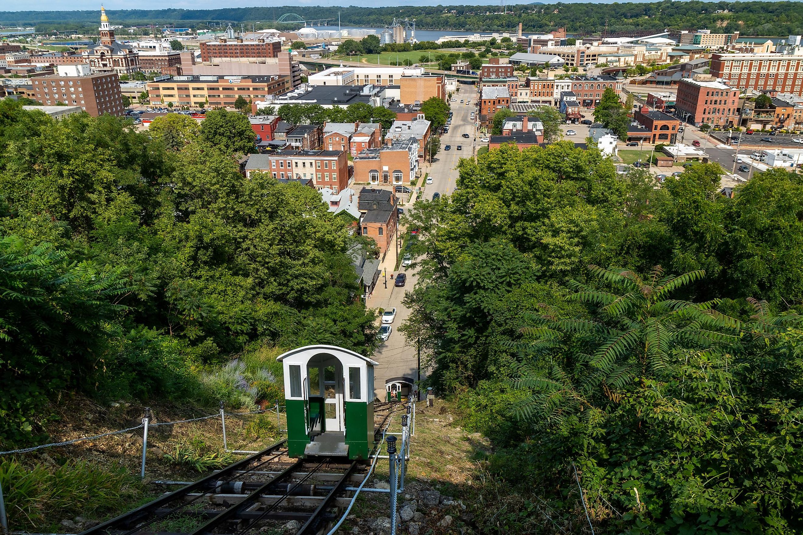 View of fenelon place elevator on a sunny day in Dubuque city, Iowa, United States