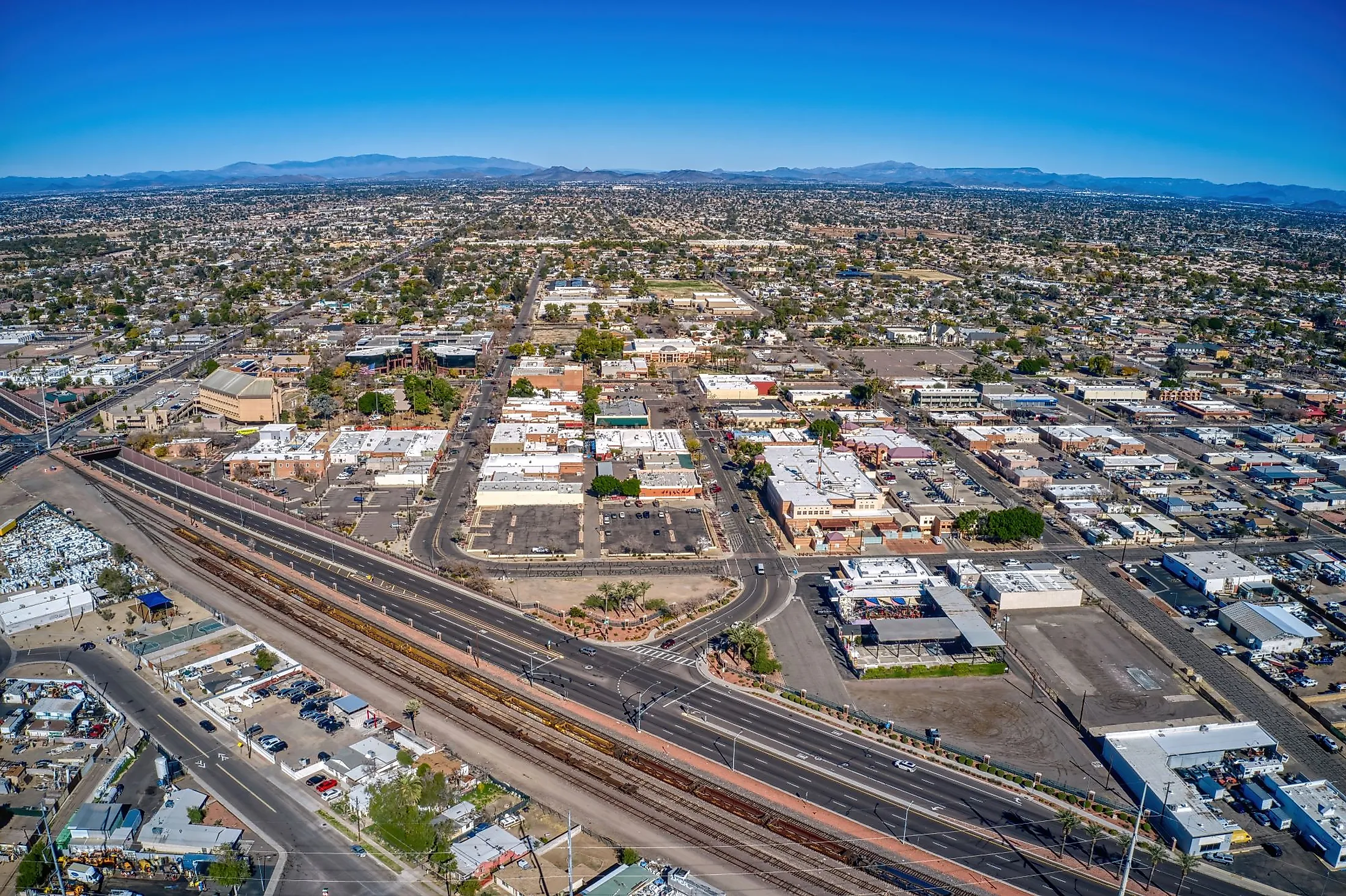 Aerial view of the Phoenix suburb of Glendale, Arizona. 