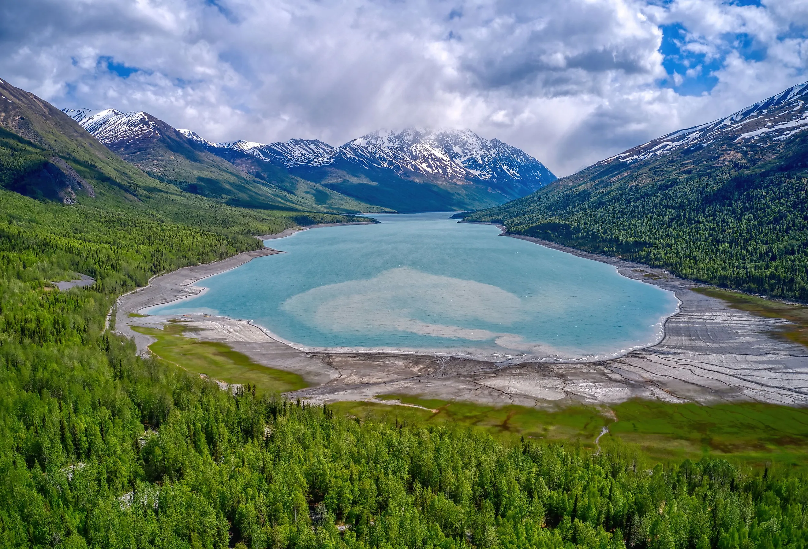 Aerial View of Lake Eklutna in Chugach State Park. Image credit Jacob Boomsma via Shutterstock