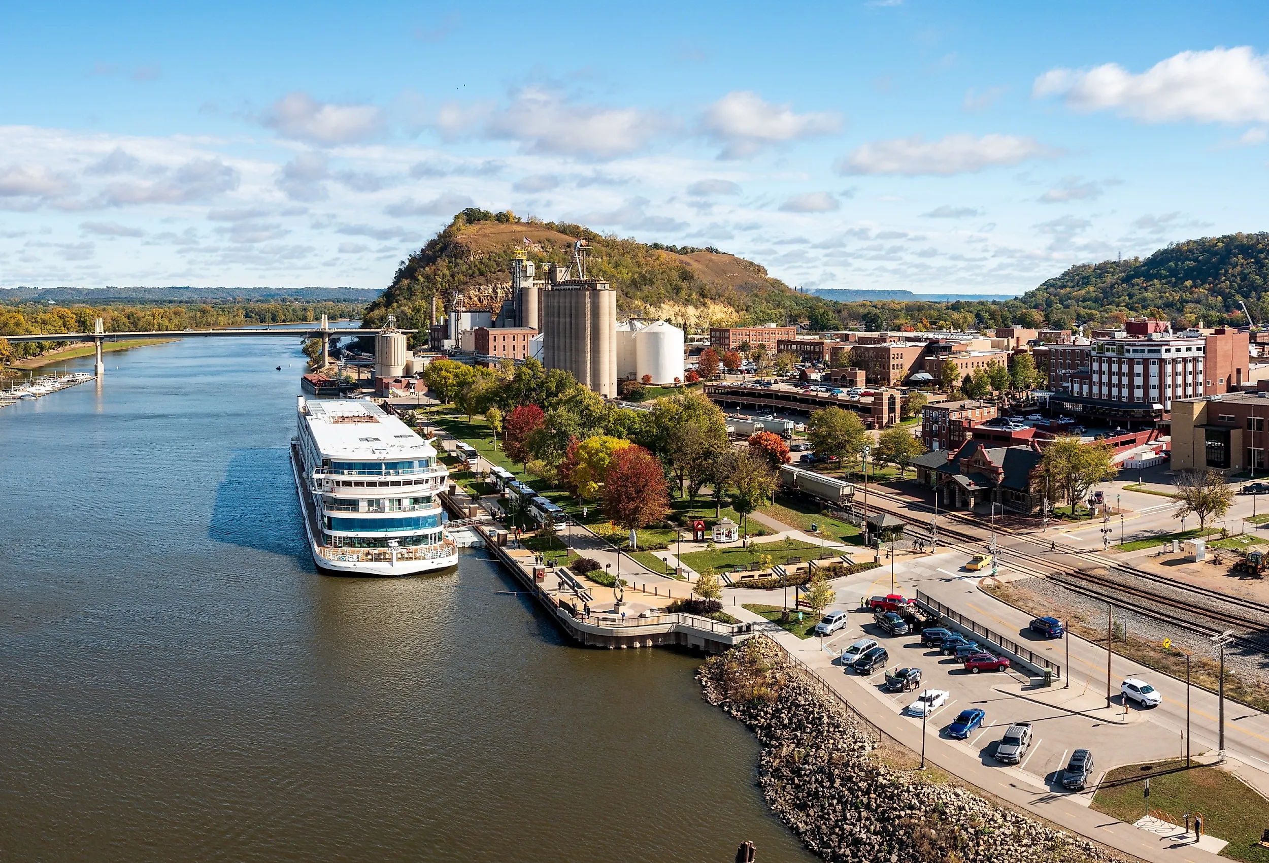 Aerial view of the town of Red Wing in Minnesota.