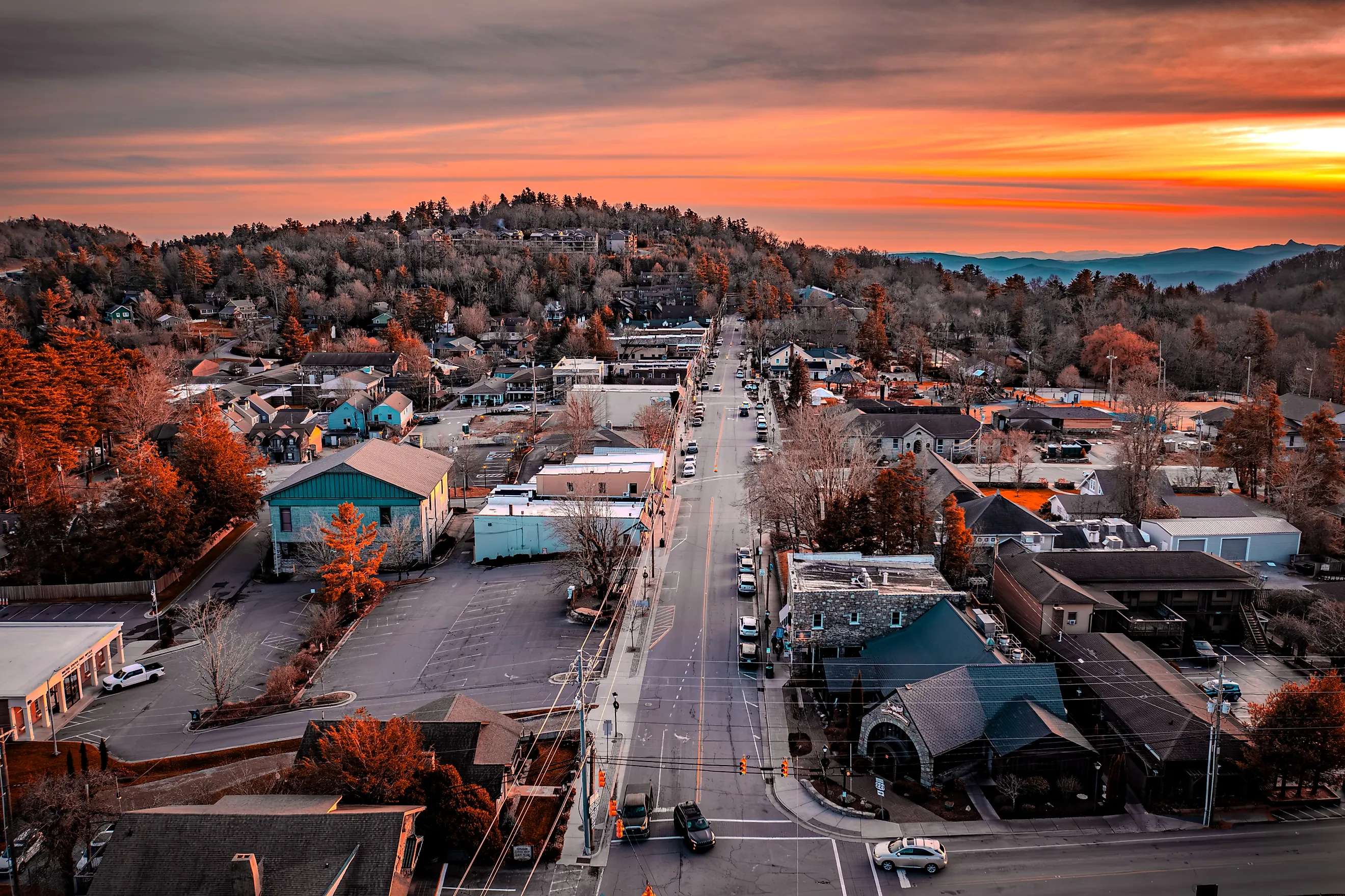 Aerial view of Main Street in Blowing Rock, North Carolina. Image credit: Jeffery Scott Yount / Shutterstock.com.