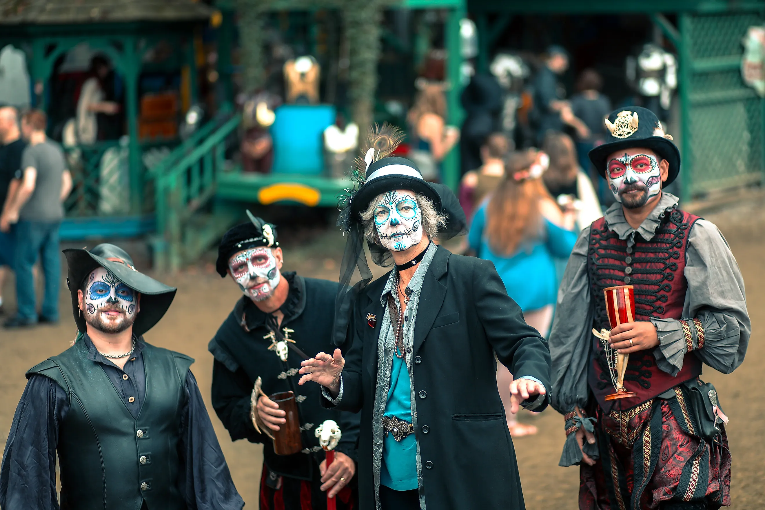 People in costumes at the Maryland Renaissance Festival in Crownsville.