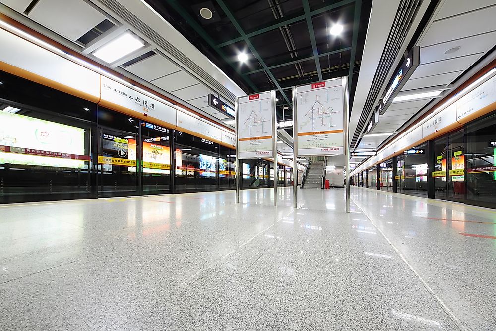 A tunnel in the Guangzhou metro is one of the longest tunnels in the world. Editorial credit: Pavel L Photo and Video / Shutterstock.com.