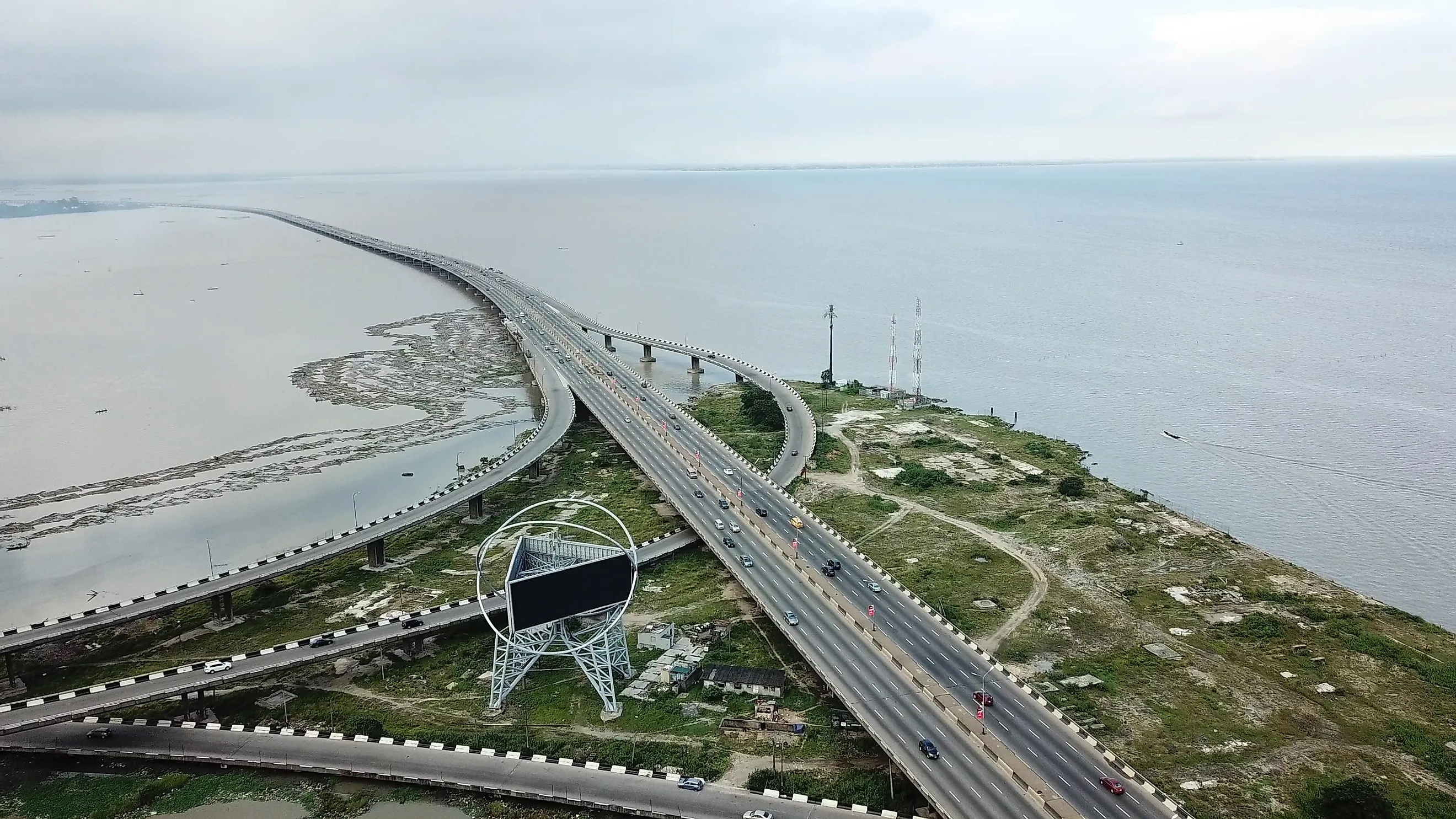 Aerial view of  Third Mainland Bridge, Nigeria.