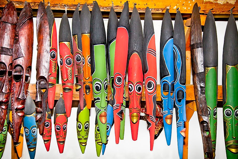 Masks for sale at a market in Nairobi, Kenya.