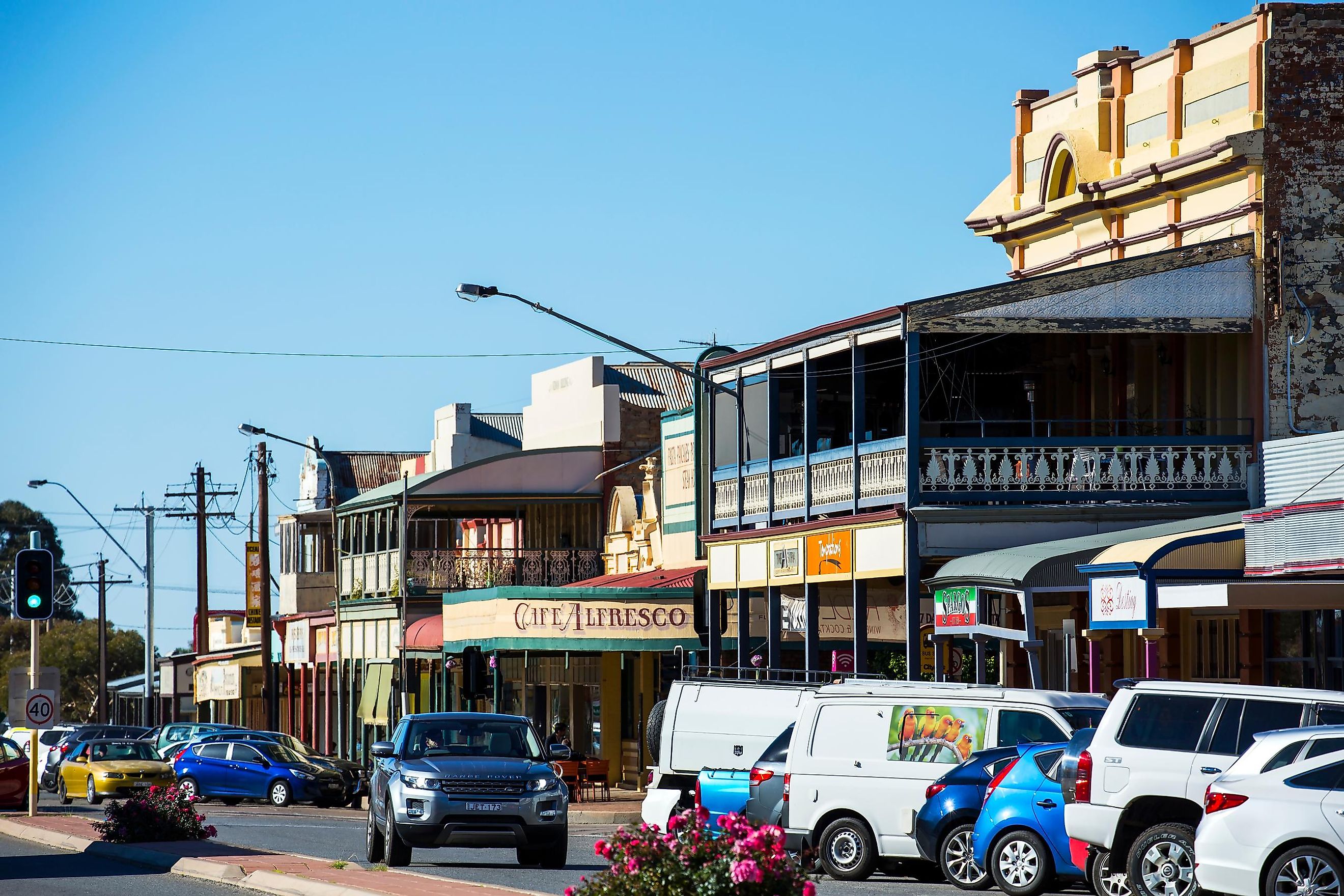 Streetscape of Argent Street, the main street in the outback mining town of Broken Hill.