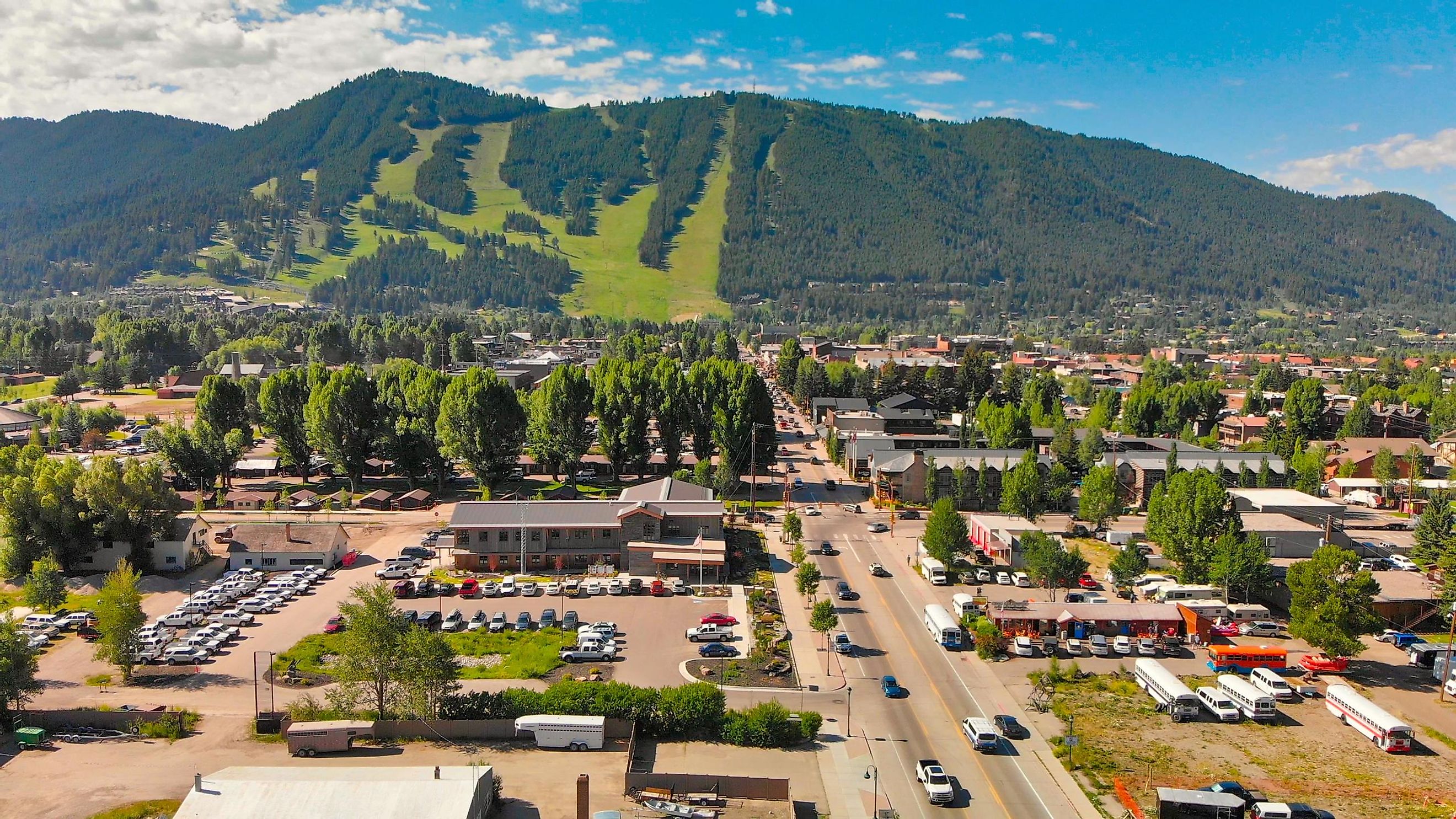 Aerial view of Jackson, Wyoming.