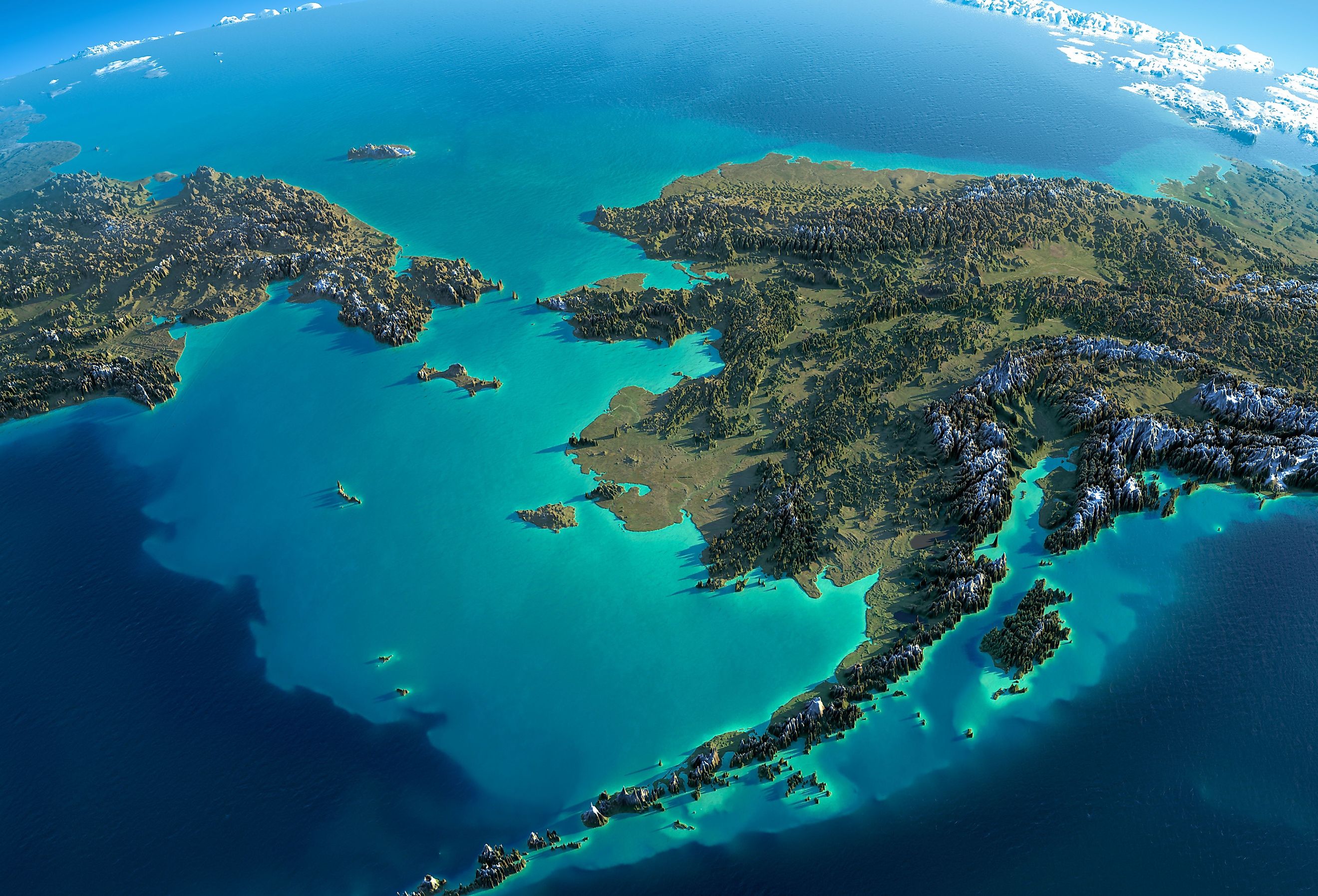 The first humans to settle in North America are thought to have crossed the Bering Land Bridge.