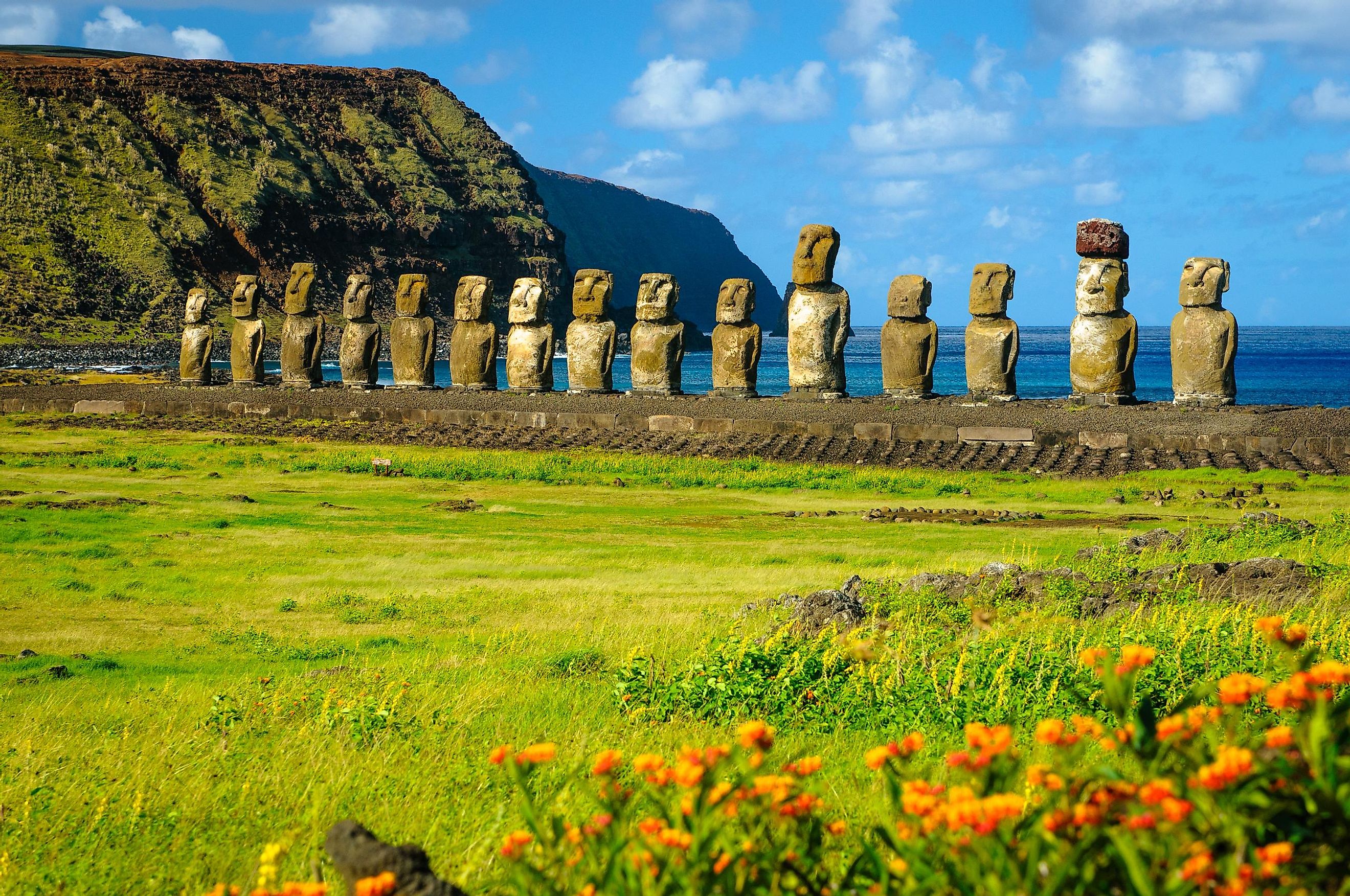 Moai statues on Easter Island, Chile.