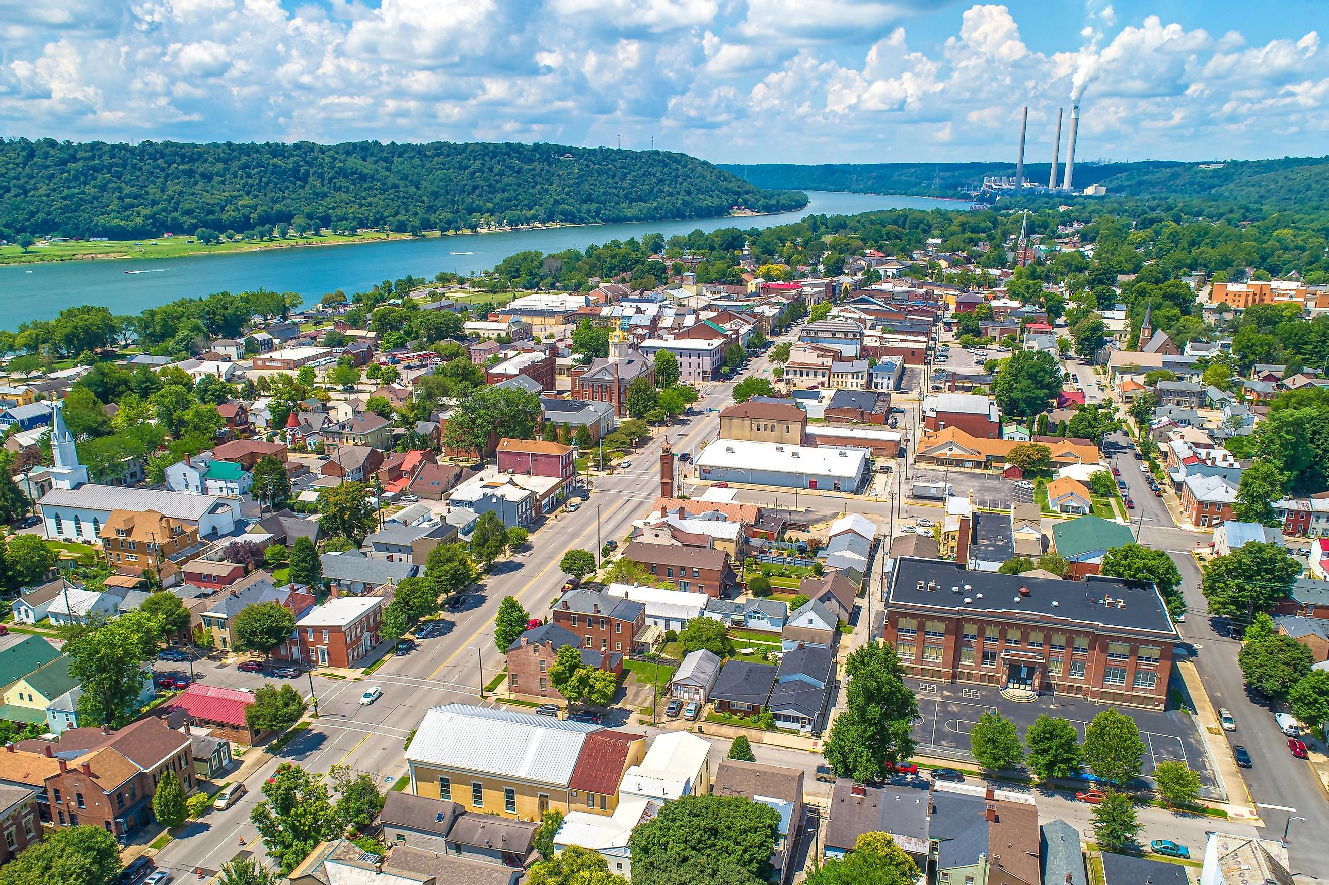 Aerial view of Madison, Indiana.