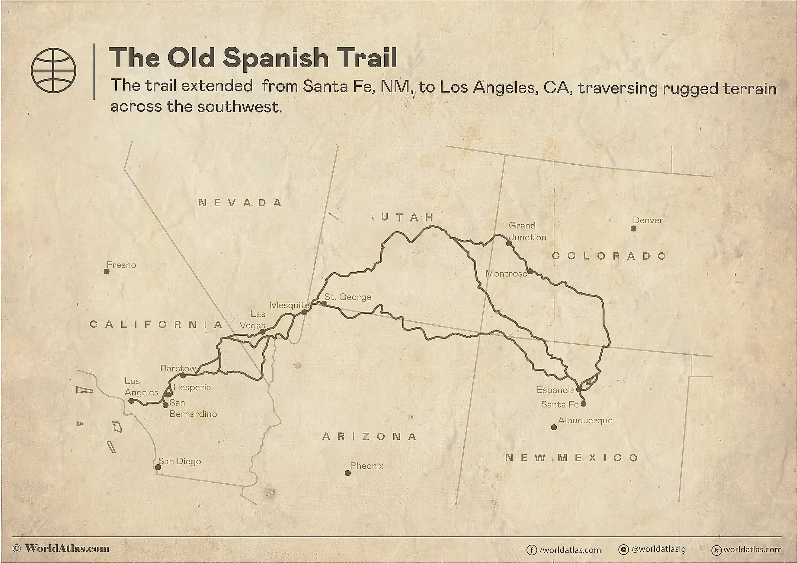 map showing the old Spanish trail