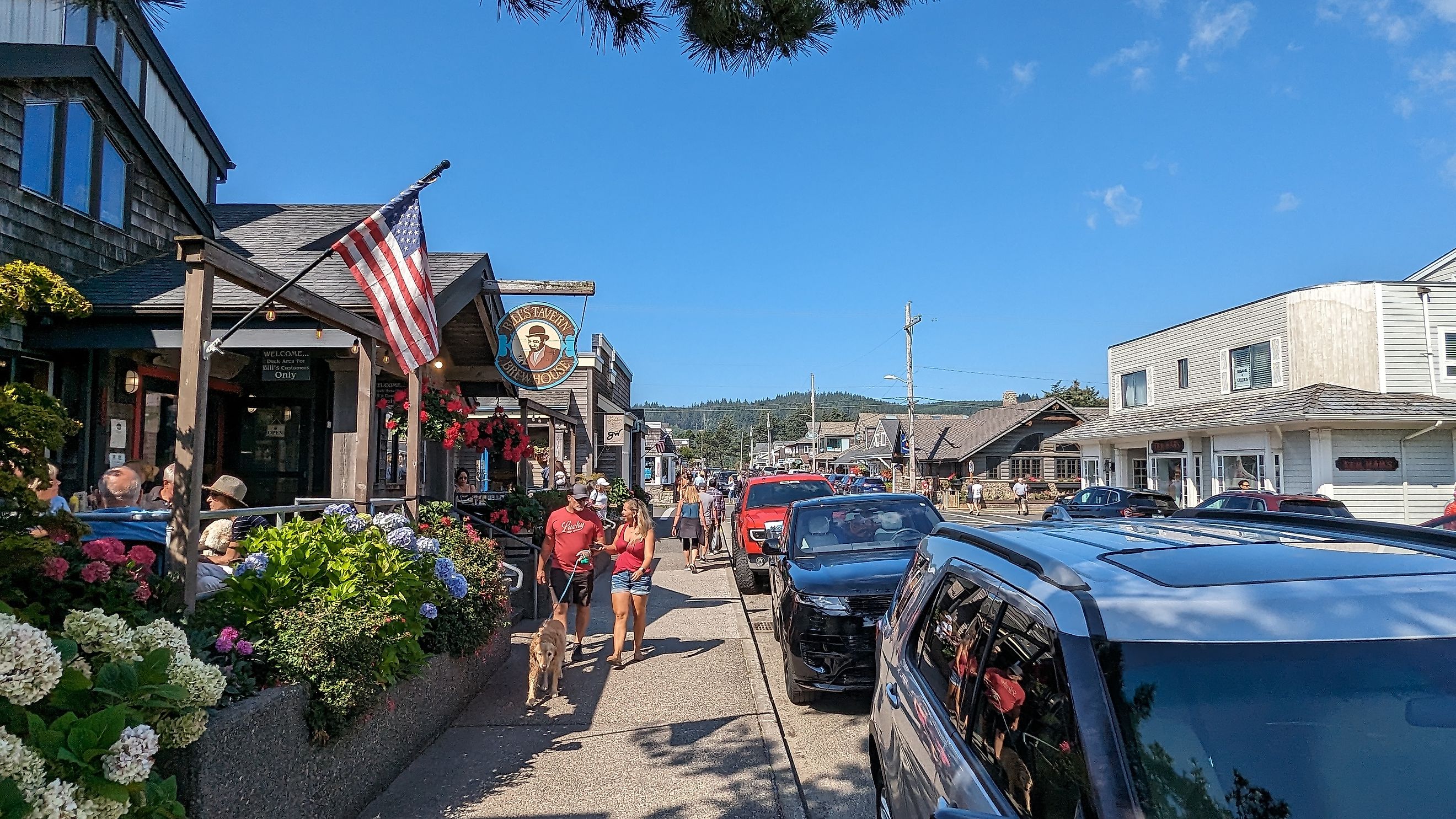 The vibrant downtown area of Cannon Beach, Oregon.