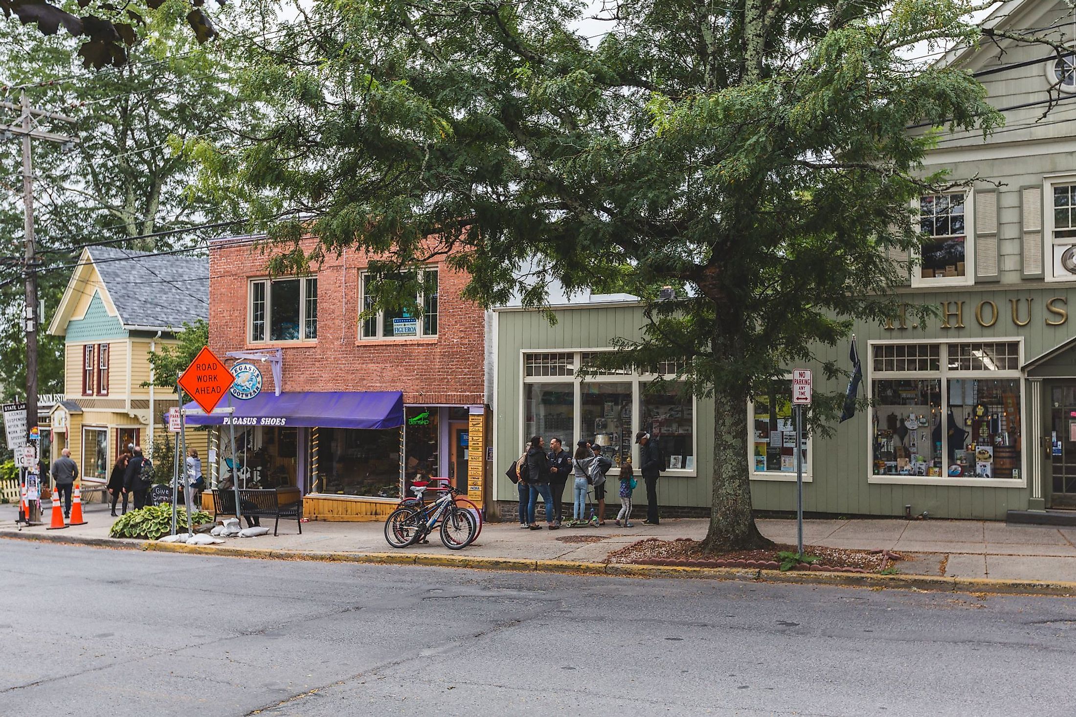 A view of the street and stores in Woodstock, New York. Editorial credit: solepsizm / Shutterstock.com