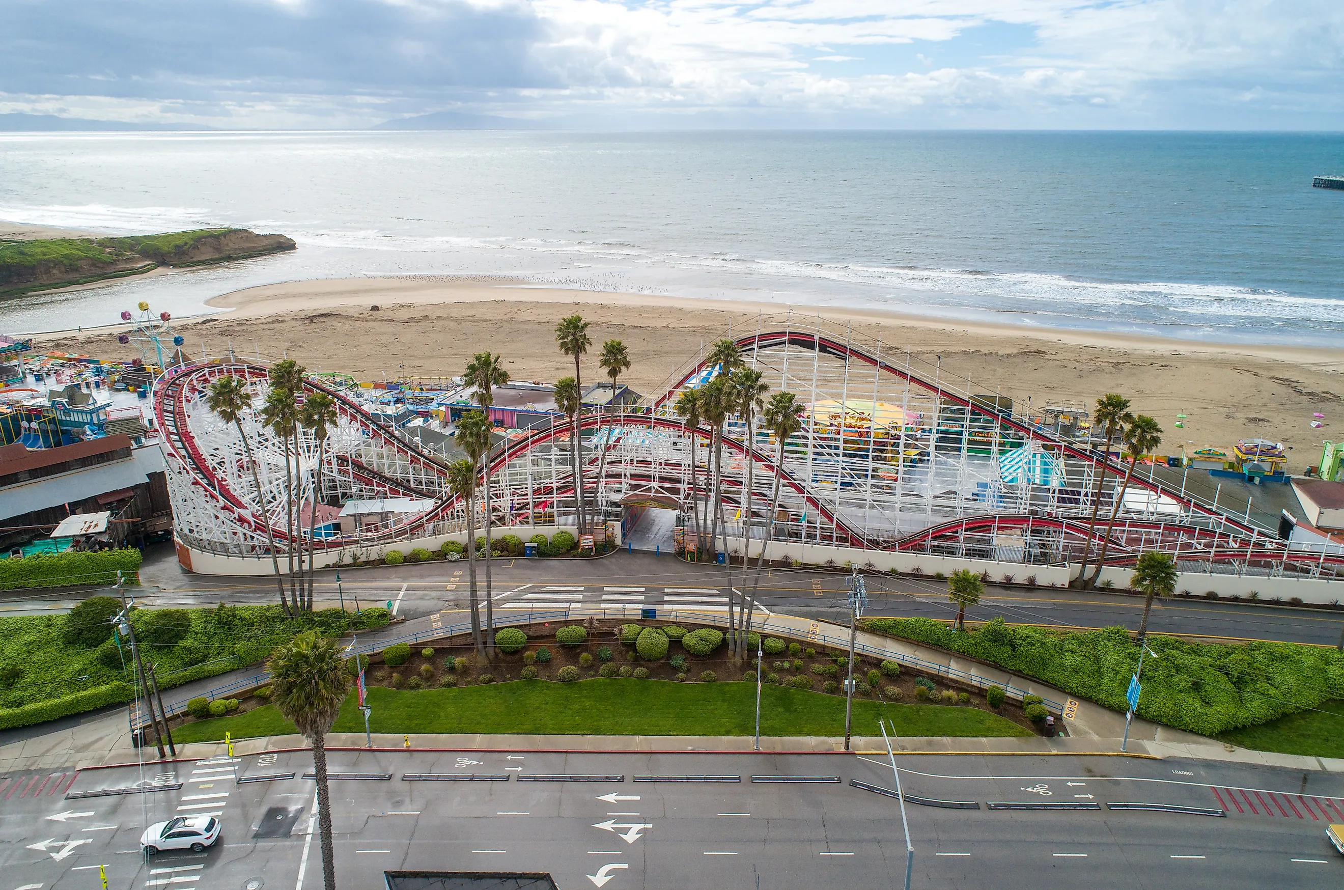 Santa Cruz Beach Boardwalk’s vintage ride: the Giant Dipper roller coaster.
