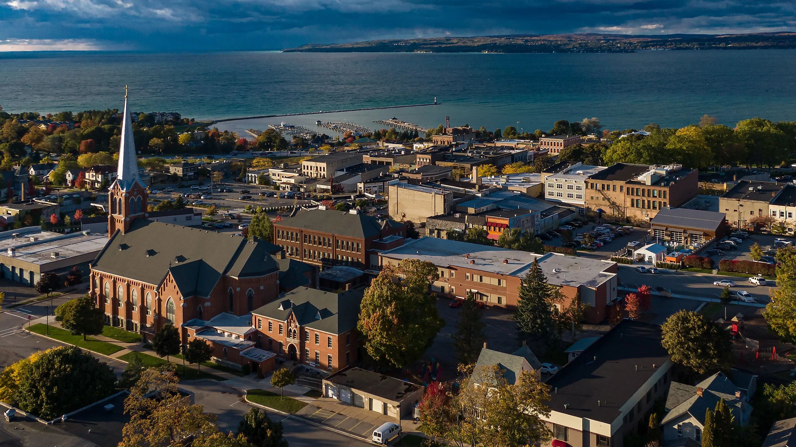 Aerial view of Petoskey, Michigan.
