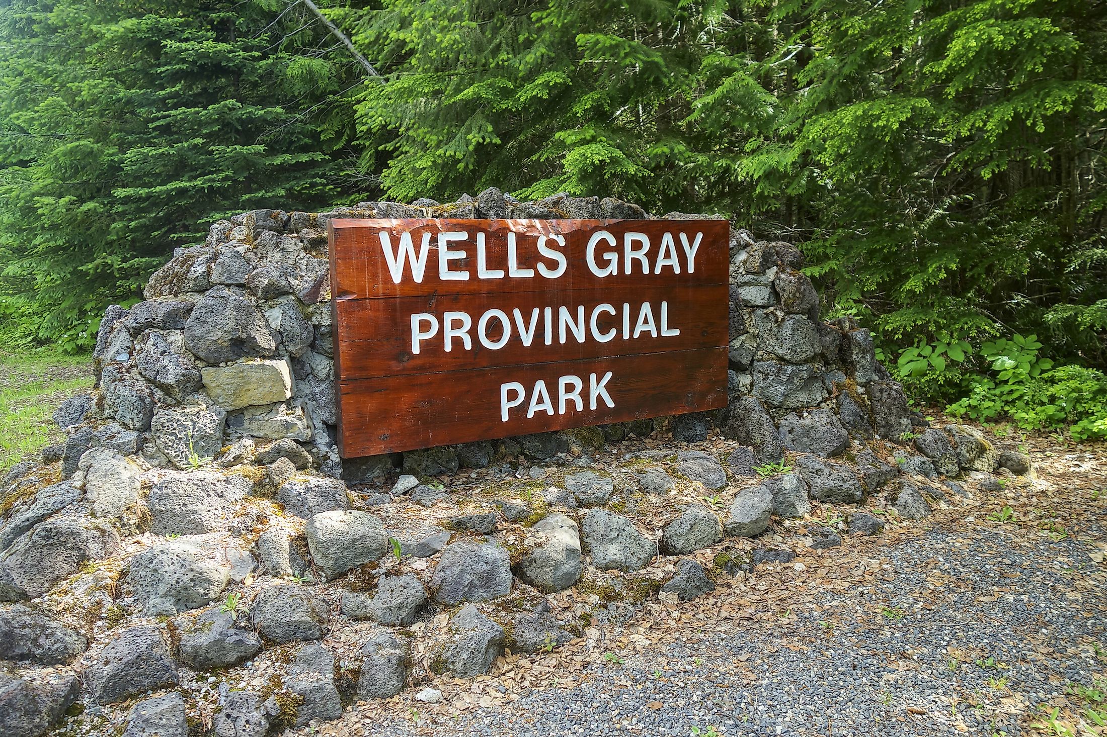 Entrance Table to Wells Gray Provincial Park on Clearwater Valley Road, British Columbia, Canada.