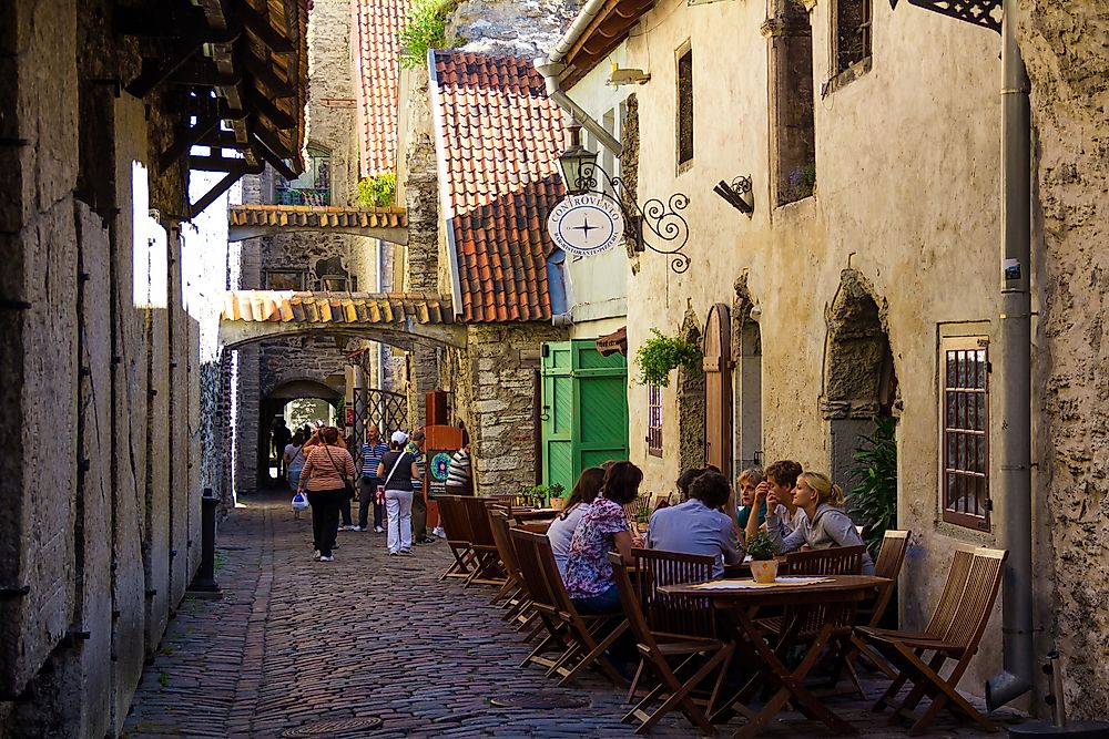 People in the streets of Tallinn, Estonia. Editorial credit: Olga Evans / Shutterstock.com.