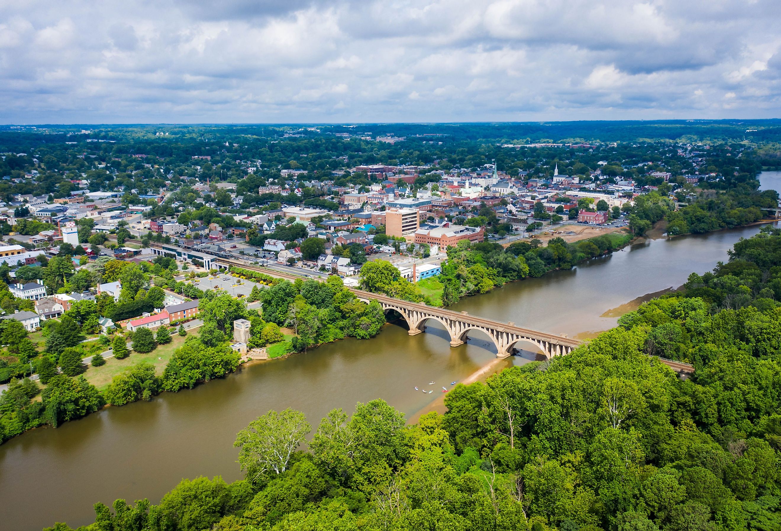 Aerial view of historic Fredericksburg, Virginia. Image credit Never Settle Media via Shutterstock