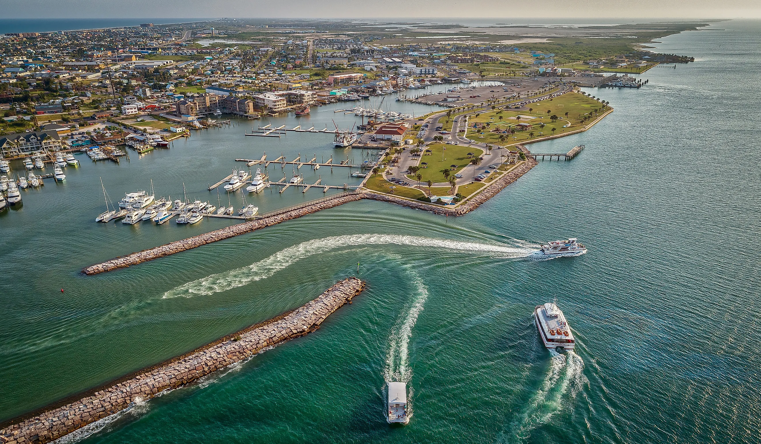 Aerial view of Port Aransas, Texas.