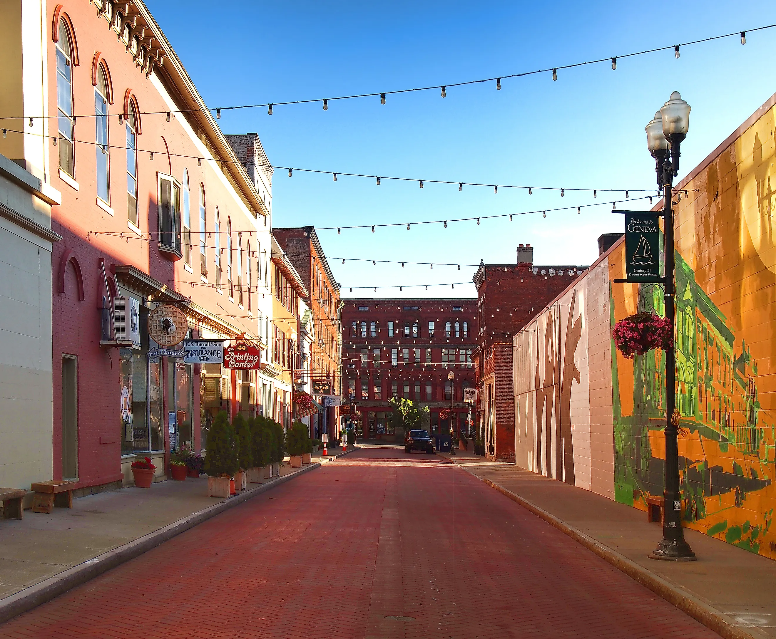 Linden Street in downtown Geneva, New York, on a quiet summer morning. (Editorial credit: debra millet / Shutterstock.com)