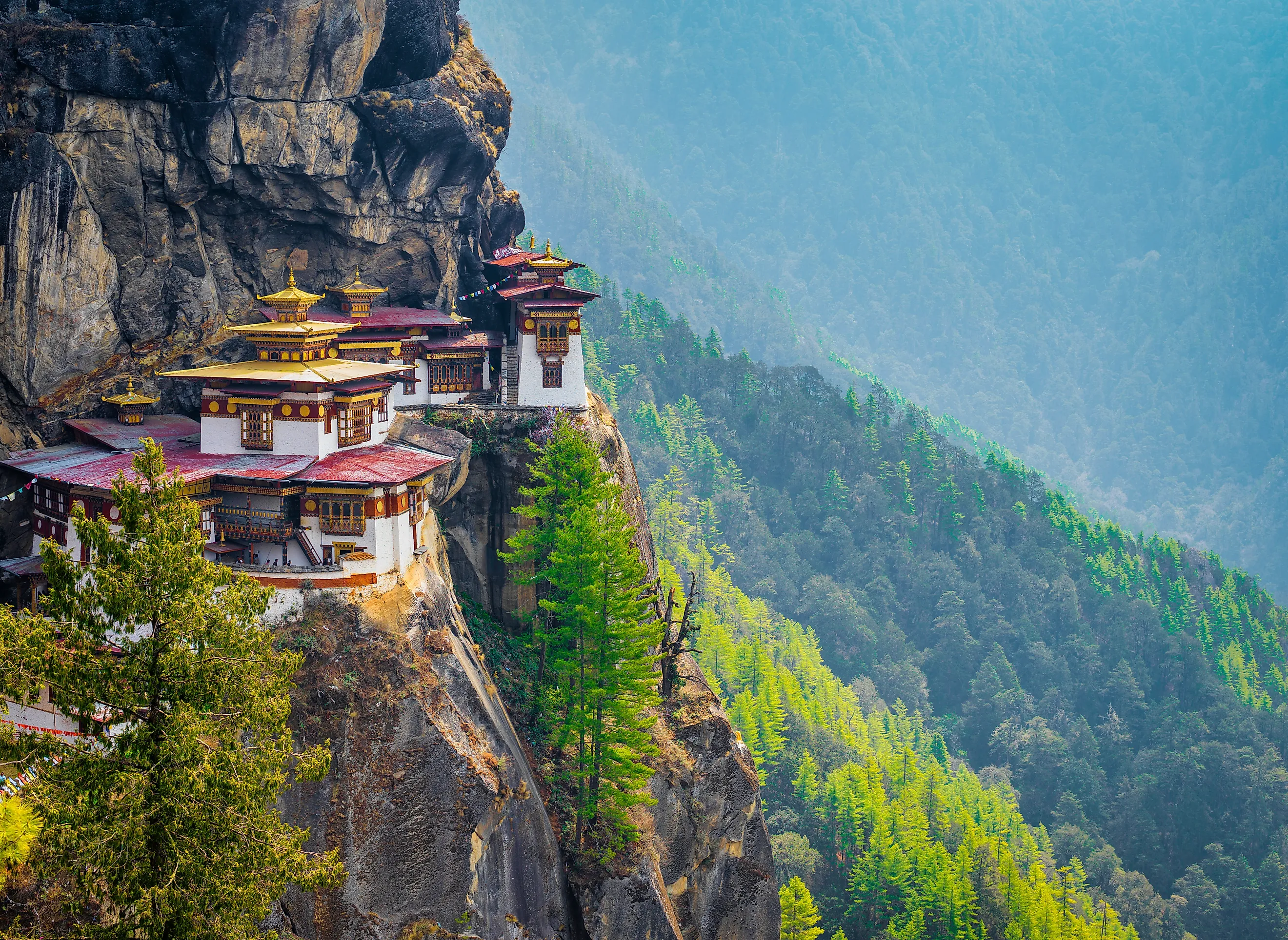 The Tiger's Nest is found on the rocks in Bhutan