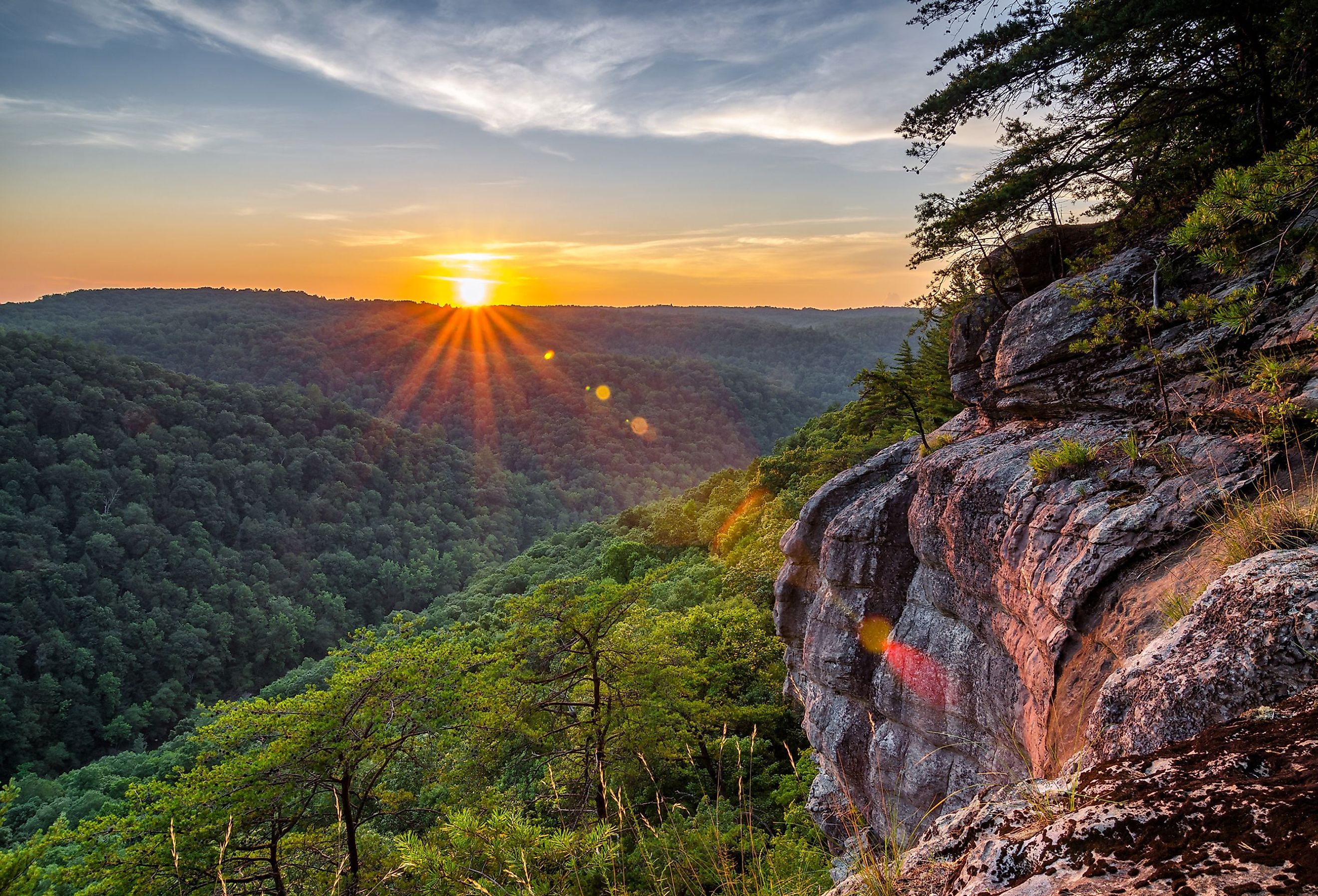 Summer sunset over the Big South Fork National River and Recreation area