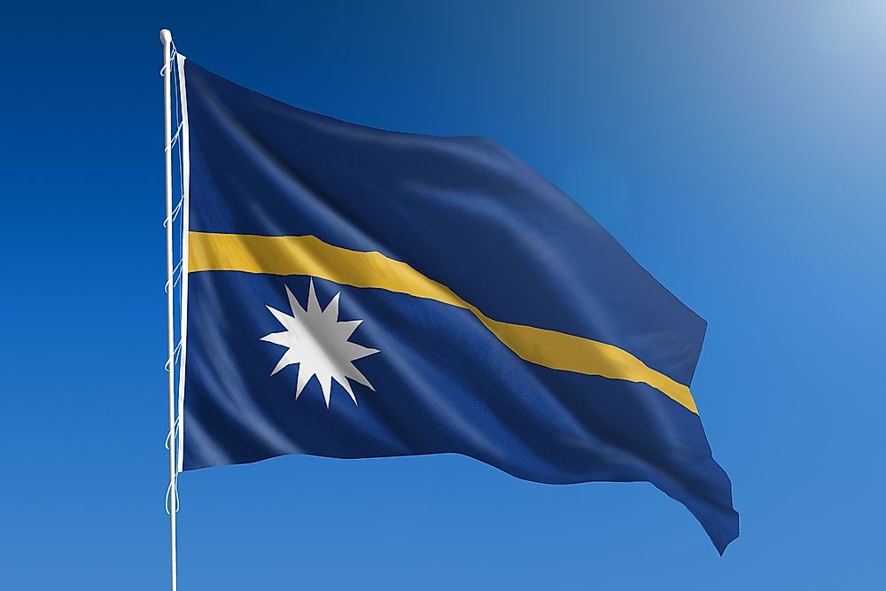 The flag of Nauru, the smallest country in Oceania.