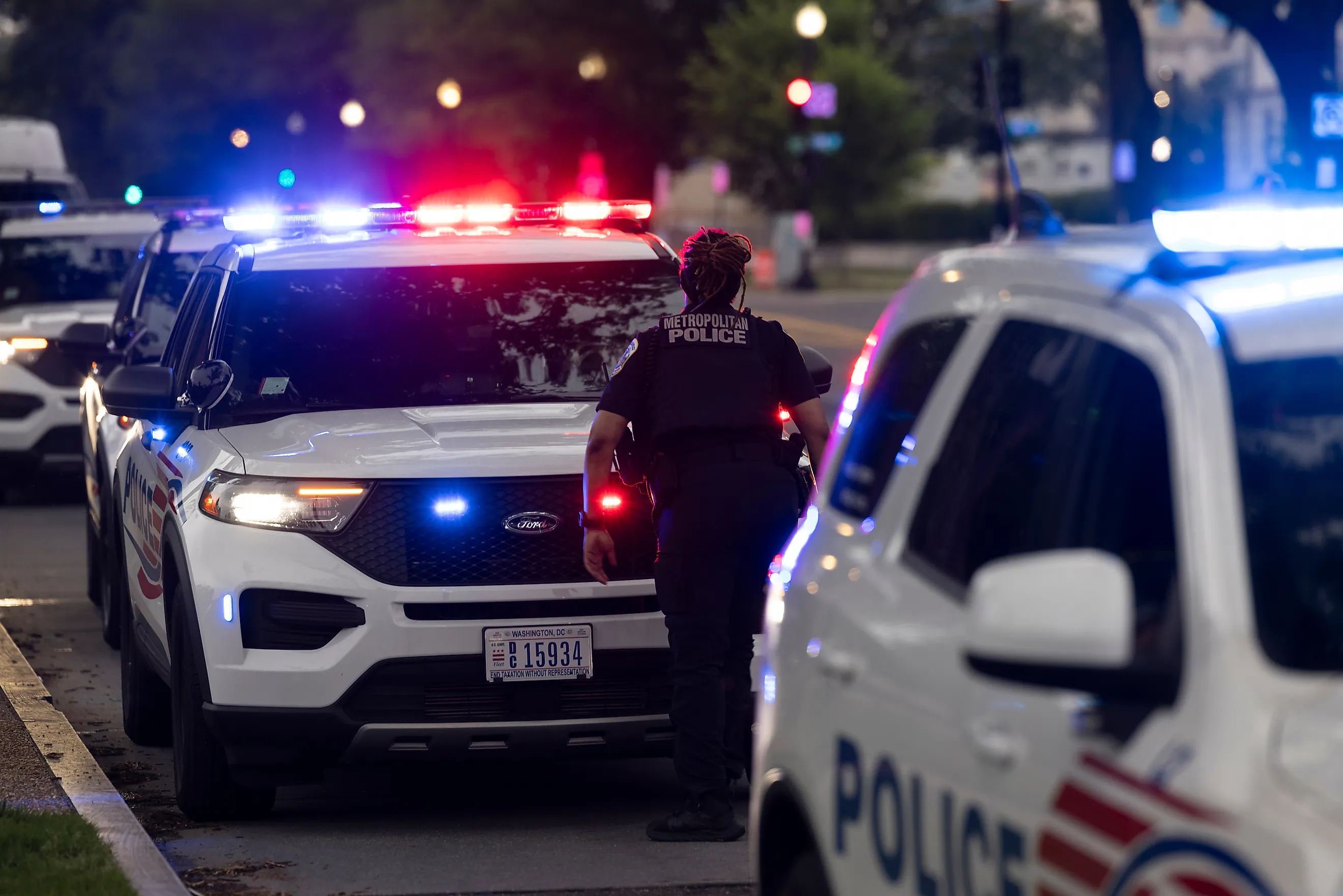 Washington, DC, USA - MPDC (Metropolitan Police District of Columbia) police units and officer respond to the scene of an emergency.