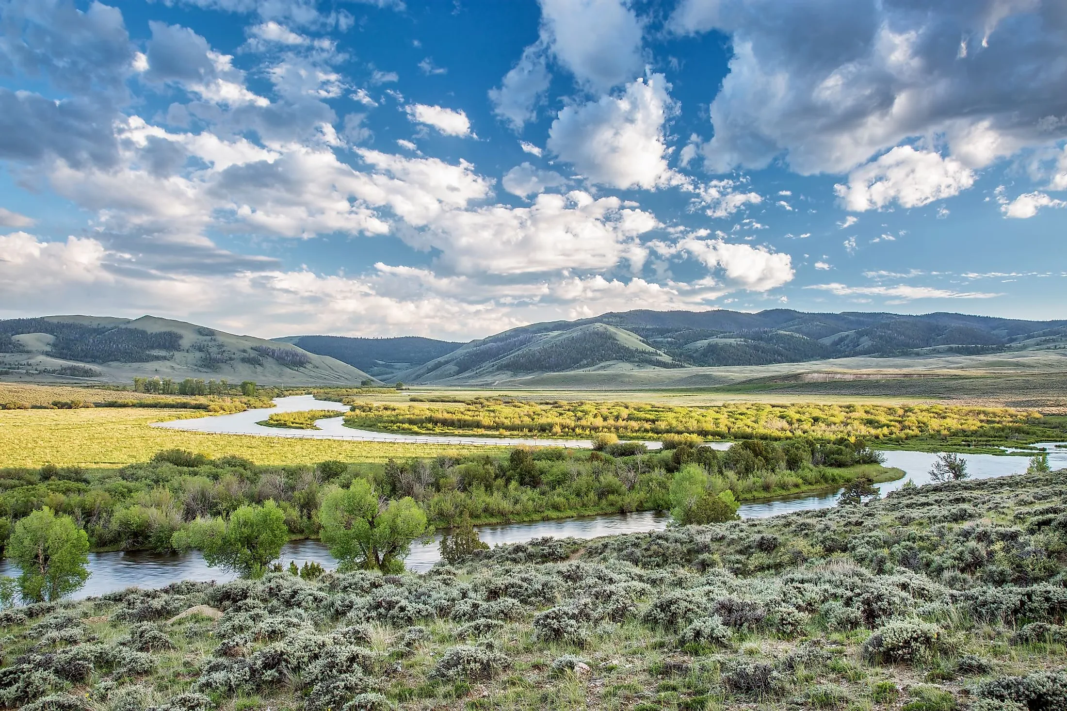 The North Platte River meanders above Northgate Canyon, North Park, Colorado.