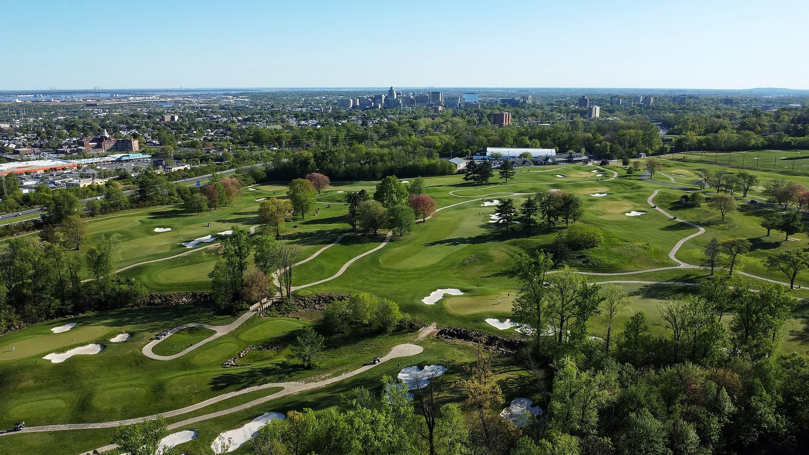 Aerial view of a golf course near Wilmington in Delaware.