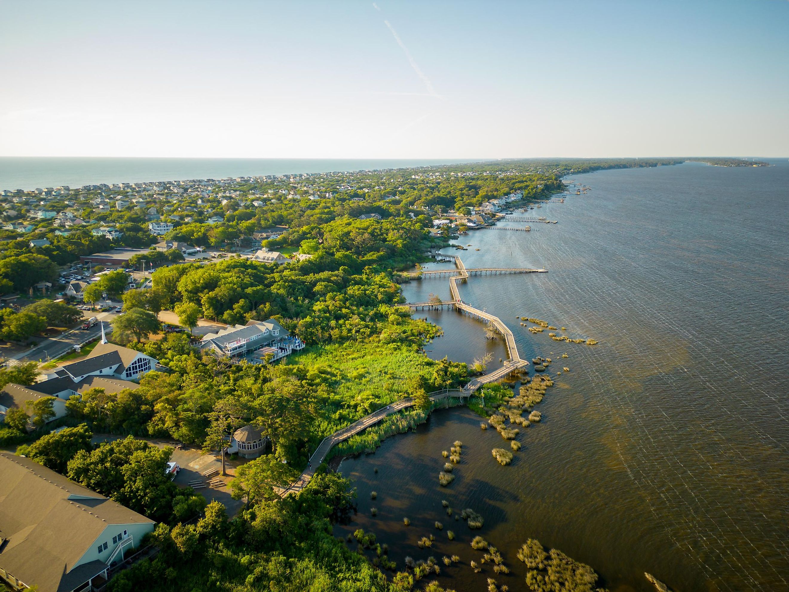 Aerial view of the town of Duck in North Carolina.