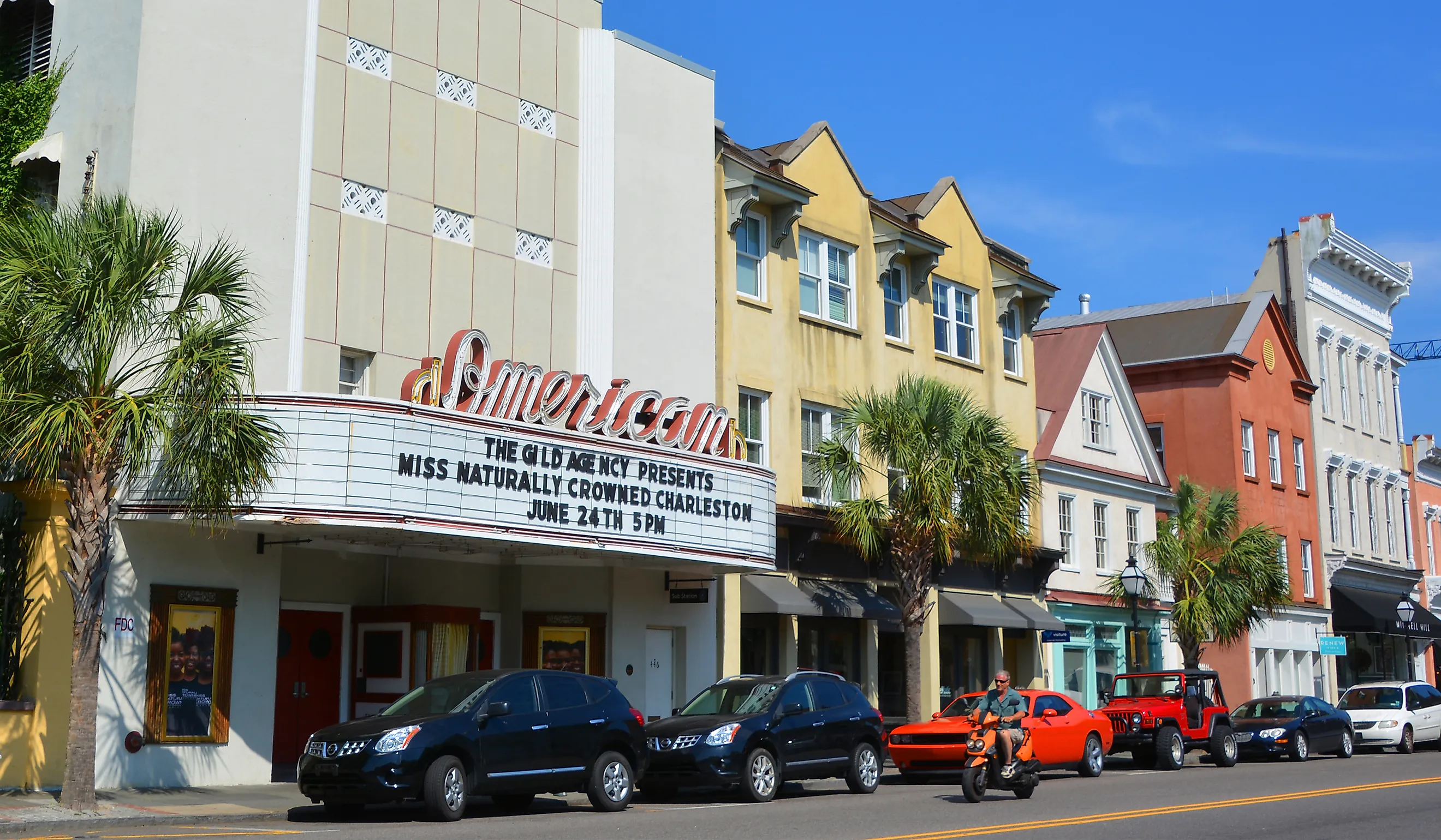 American Theater and its Art Deco facade in Charleaton. 