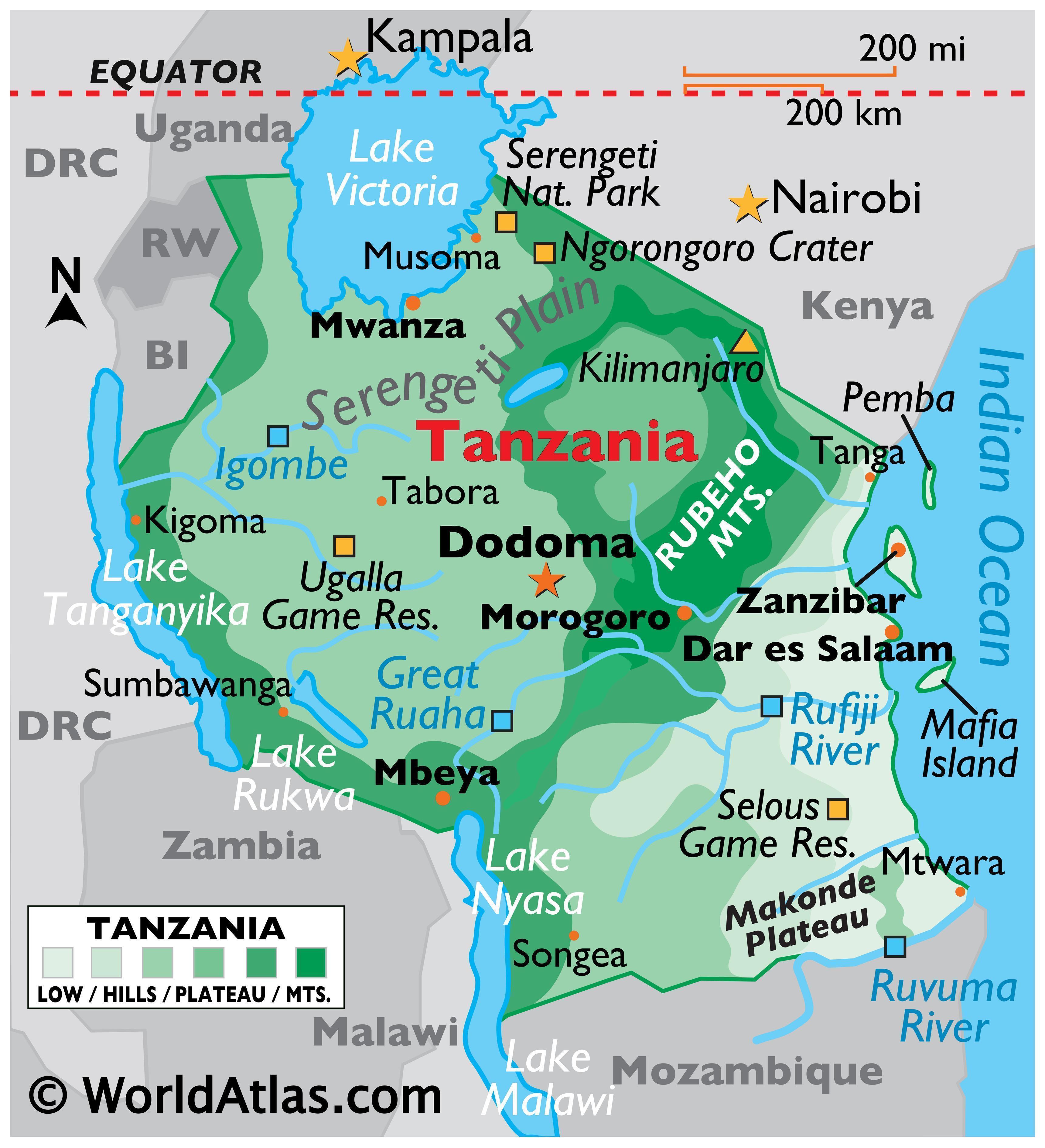 Tanzania Large Color Map