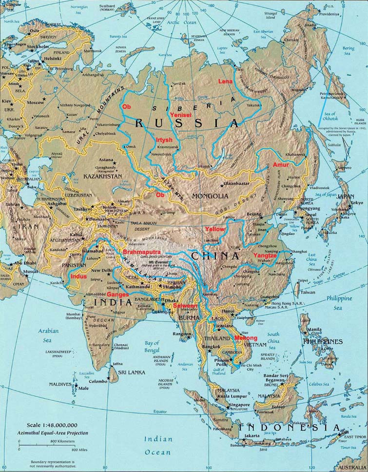 Asia Rivers Map