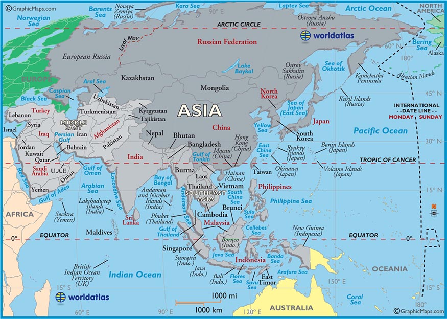 world atlas map of asia Large Map Of Asia Easy To Read And Printable world atlas map of asia