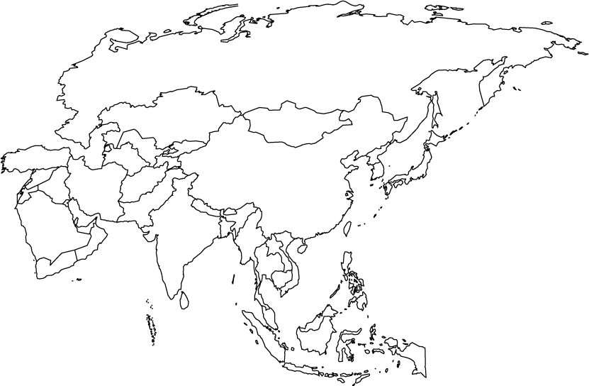 Political Outline Map Of Asia Continent Royalty Free Vector