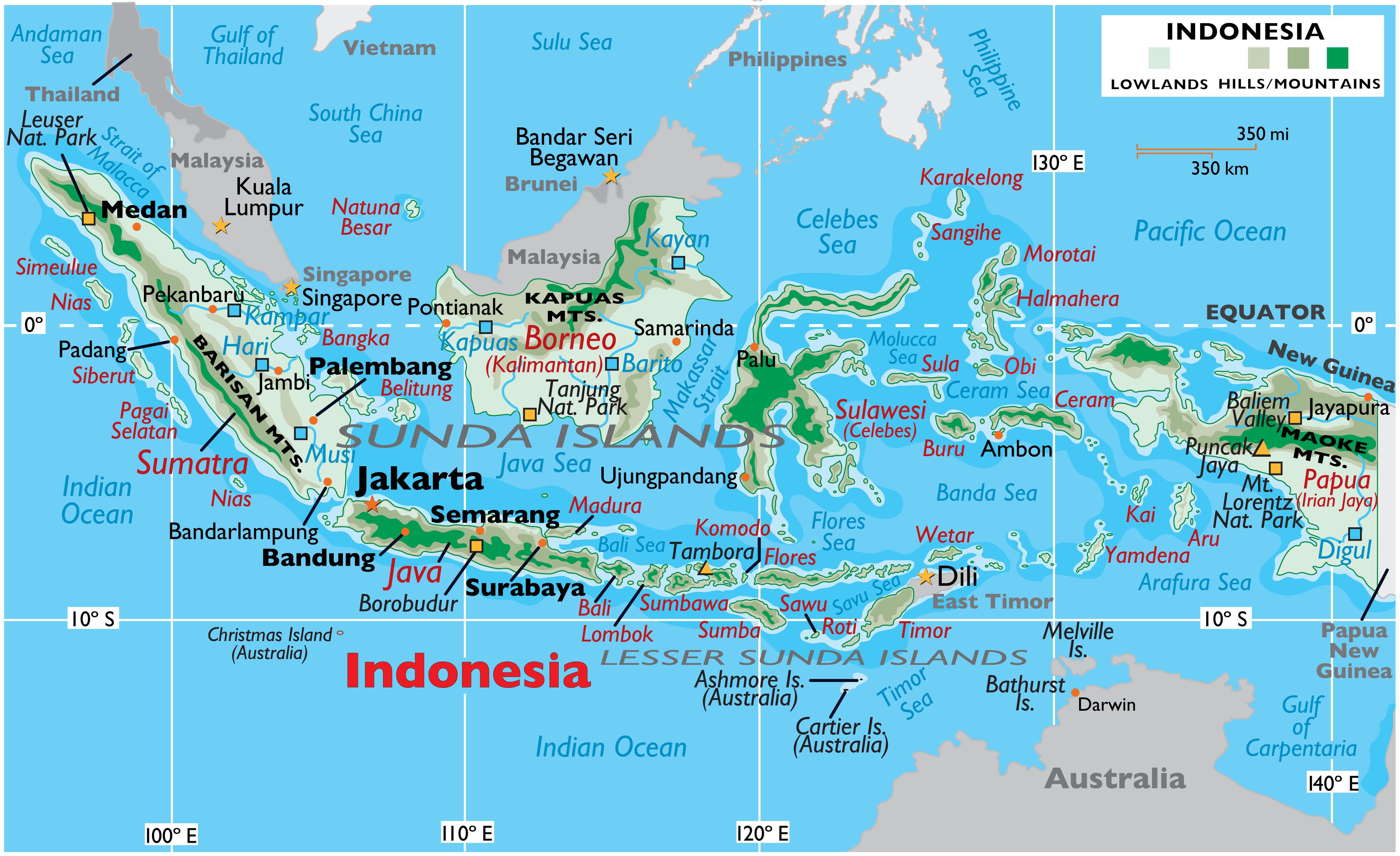 Indonesia Large Color Map Indonesia Large Color Map