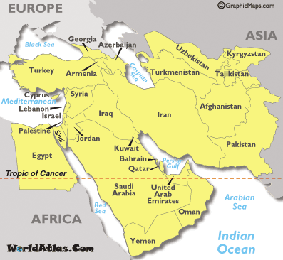 middle east map cyprus Middle East Time Zone Map Worldatlas Com middle east map cyprus