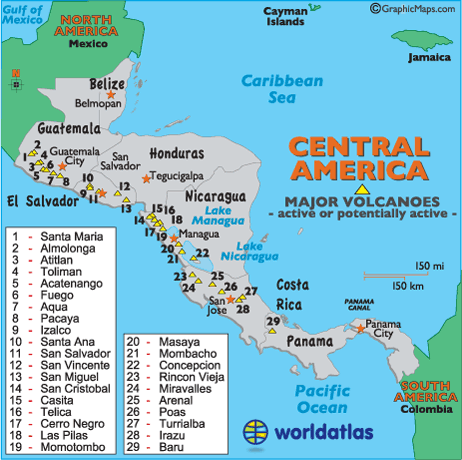 Central America Capital Cities Map Central America Cities Map