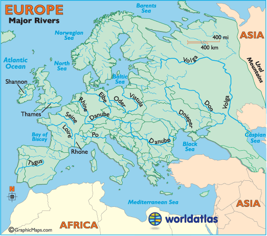 Physical Map Of Europe Rivers